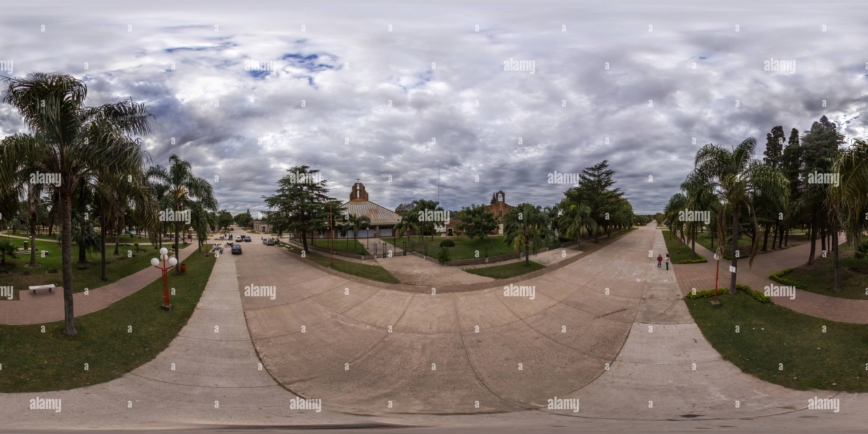 360 Grad Panorama Ansicht von Parroquia San Juan Bautista Plaza Central Nelson Marcelo Botta