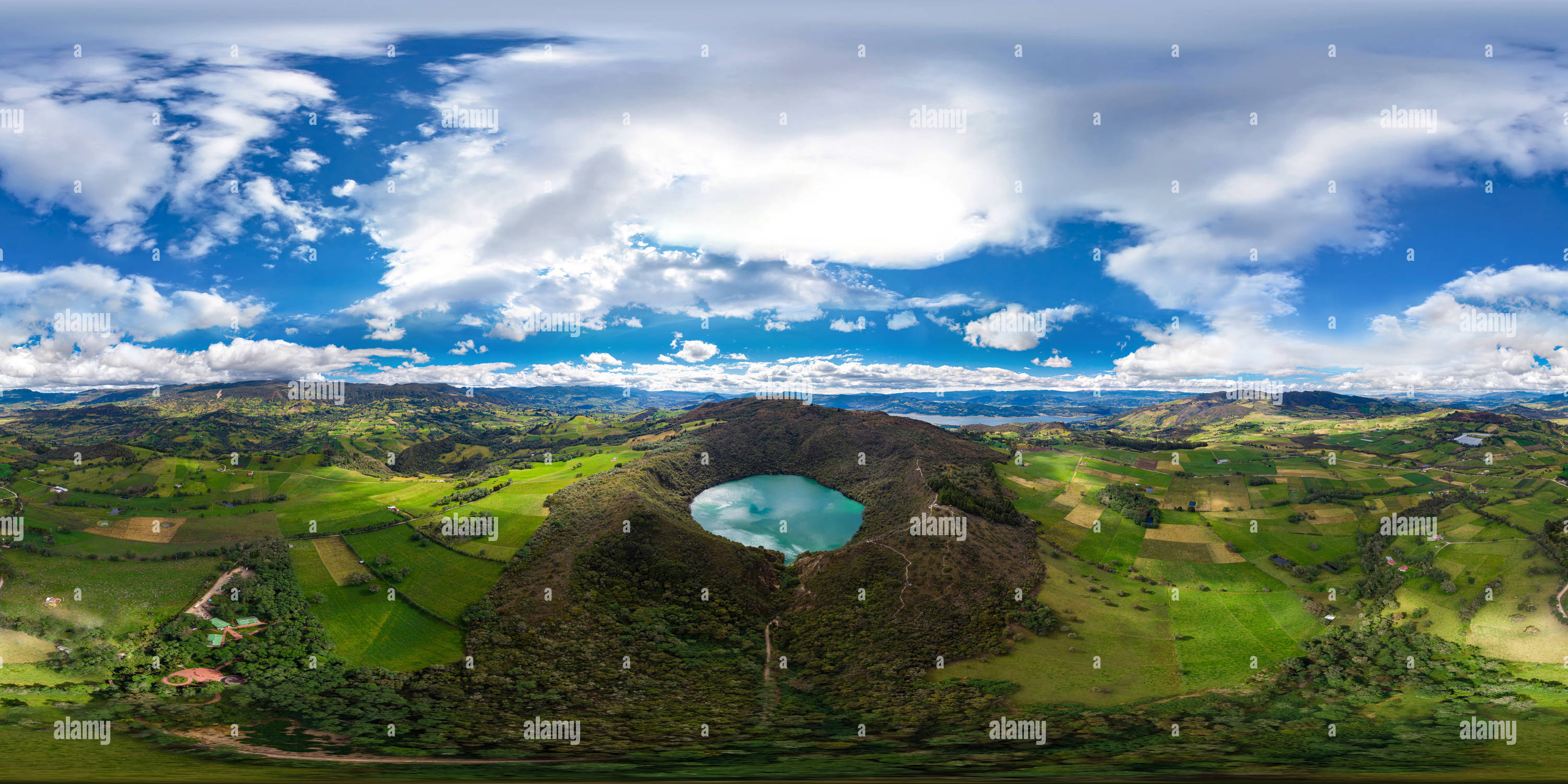 360 Grad Panorama Ansicht von Laguna de Guatavita, Leyenda del Dorado, Kolumbien