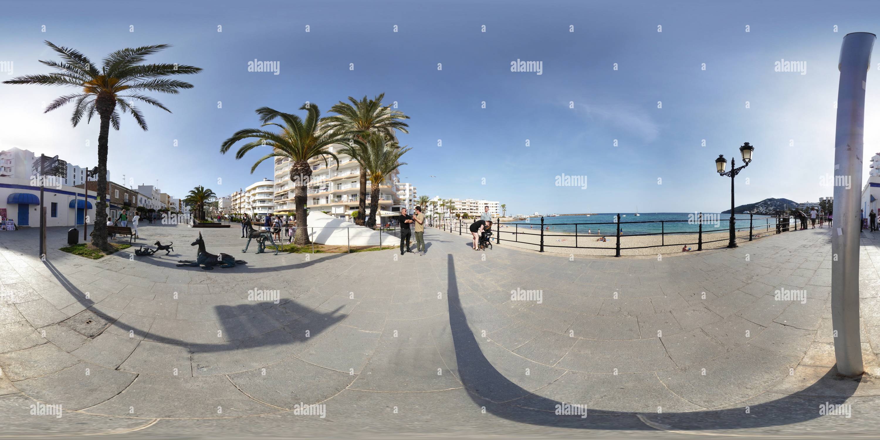 360 Grad Panorama Ansicht von Santa Eularia del Riu Beach, Ibiza