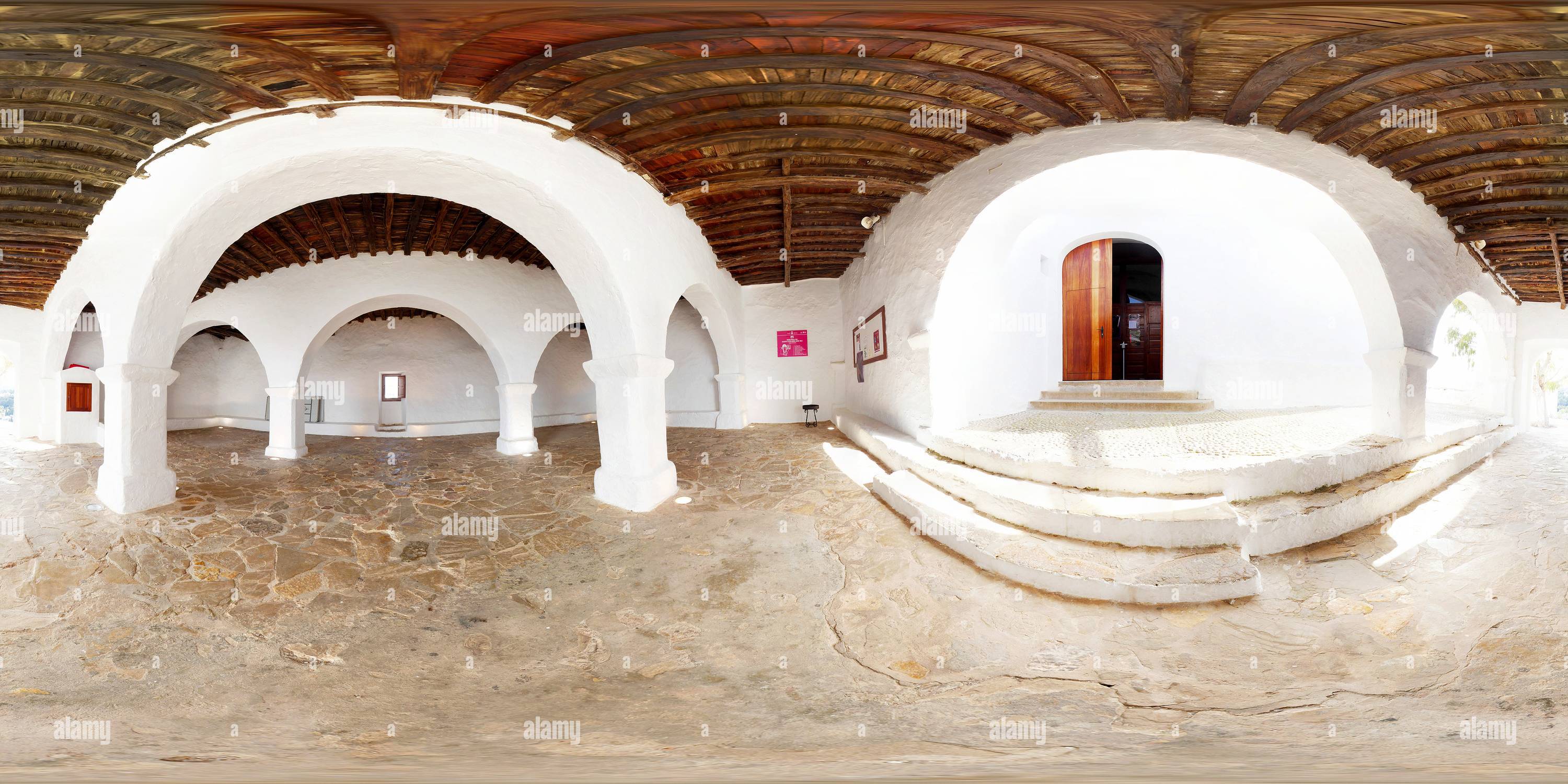 360 Grad Panorama Ansicht von Kirche Santa Eularia del Riu 'Puig de Missa', Porche, Ibiza