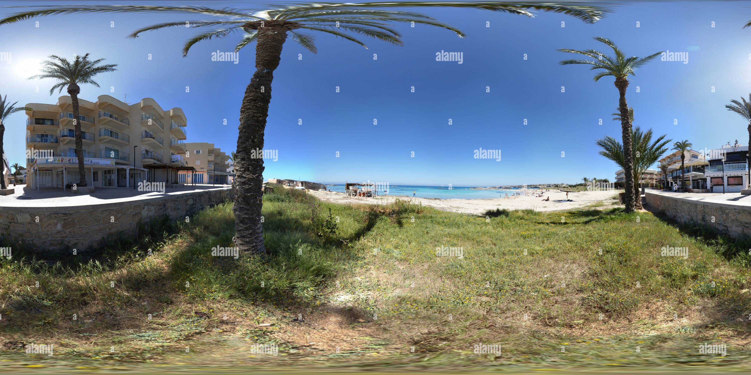 360 Grad Panorama Ansicht von Platja Des Pujols 1, Formentera