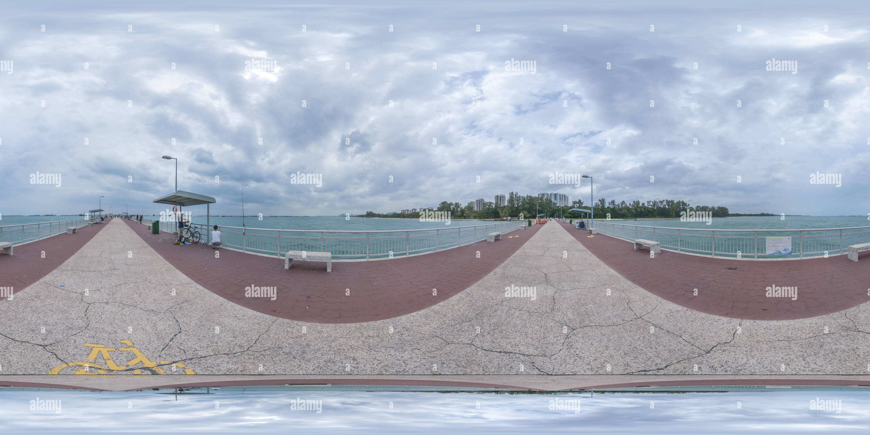 360 Grad Panorama Ansicht von Punkt 4 des Bedok Jetty @ East Coast Park Singapur