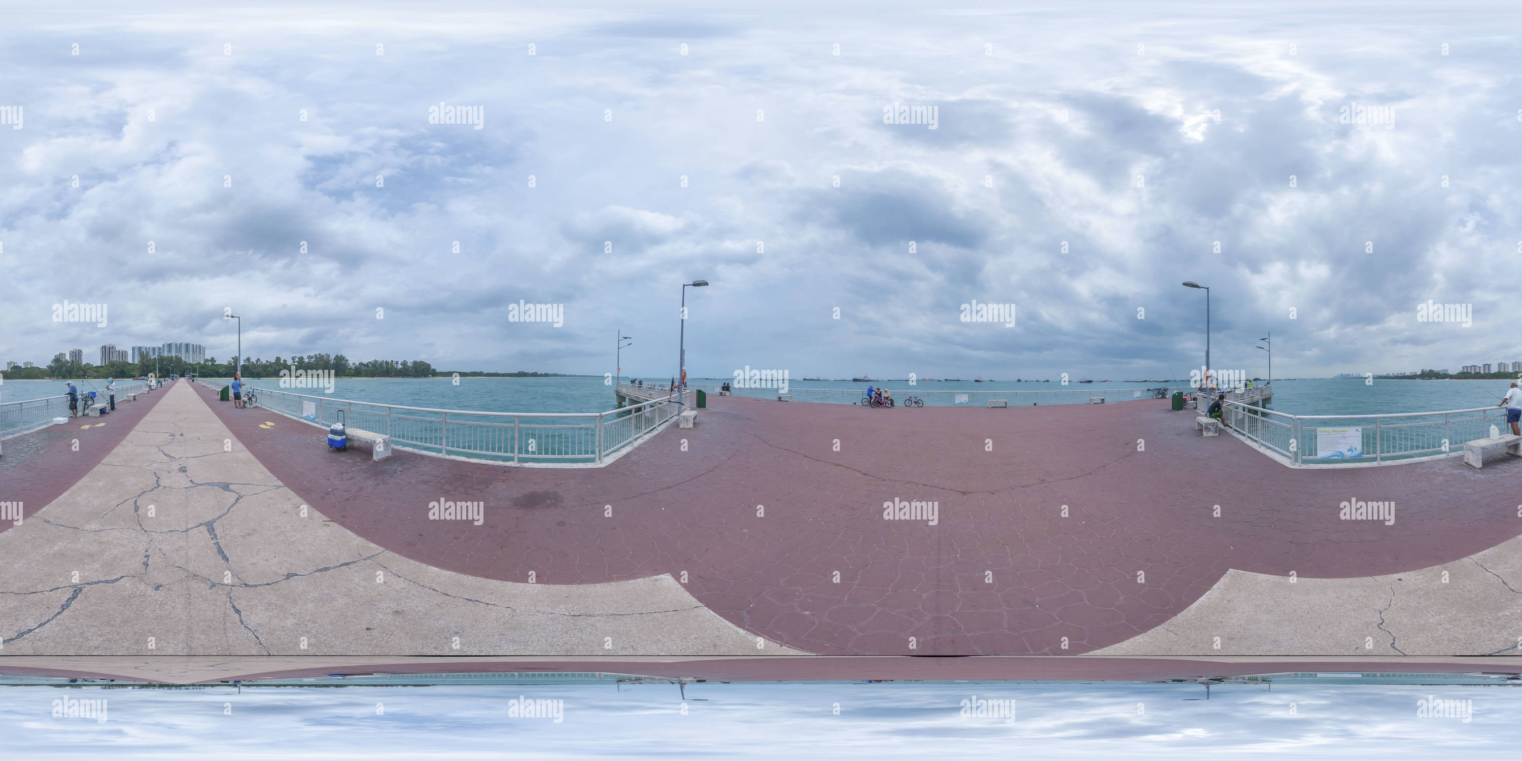 360 Grad Panorama Ansicht von Punkt 5 des Bedok Jetty @ East Coast Park Singapur
