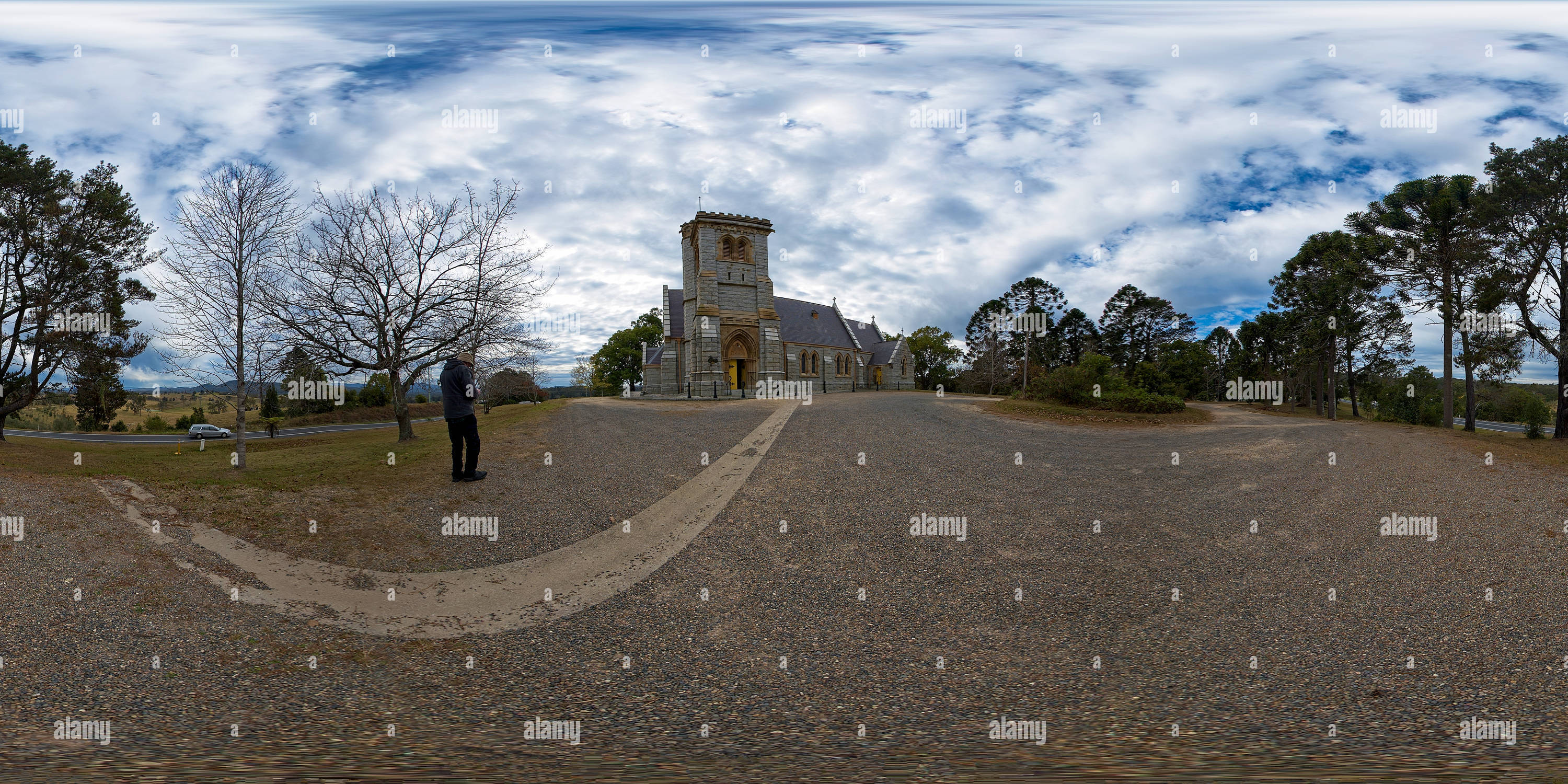 360 Grad Panorama Ansicht von All Saints Church Building, Bodalla, New South Wales, Australien