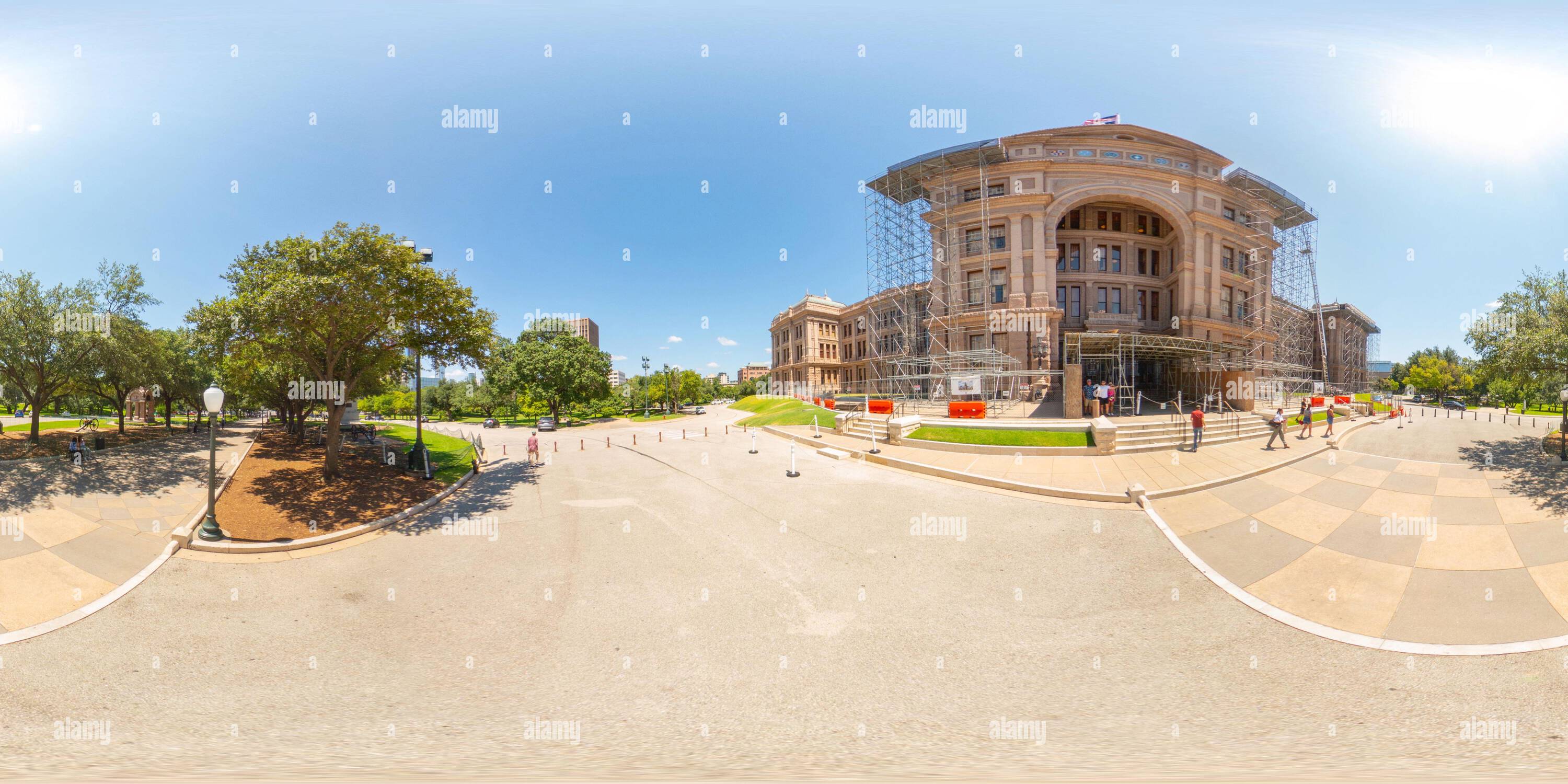 360 Grad Panorama Ansicht von Austin, TX, USA - 24. Juli 2023: 360 Foto des Texas Capitol Building in Austin