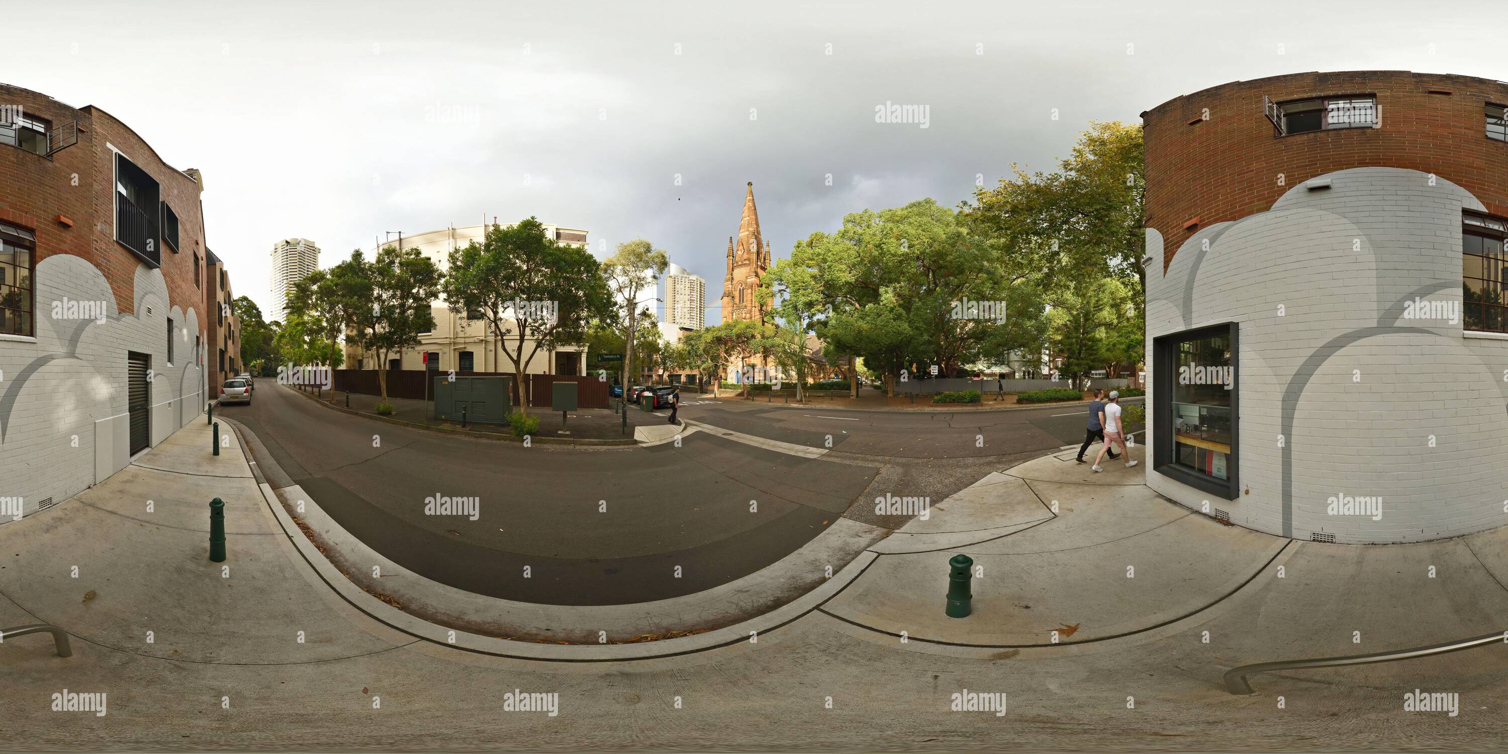 360 Grad Panorama Ansicht von 360° Panorama St Johns Darlinghurst, anglikanische Kirche von Tewksbury Avenue, Sydney Australien