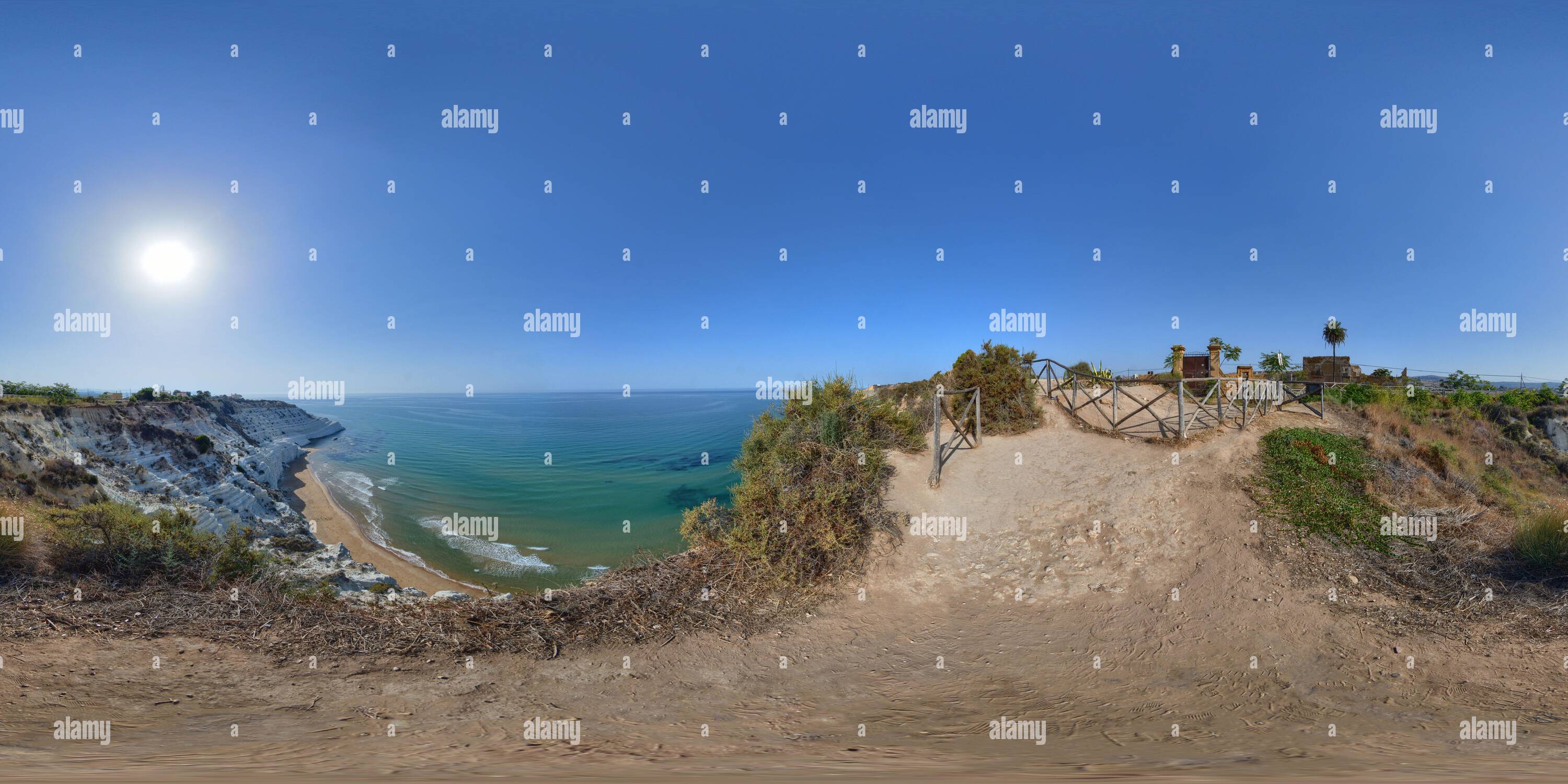 360 Grad Panorama Ansicht von La stupenda 'scala dei turchi' in Sicilia a Realmonte (AG)