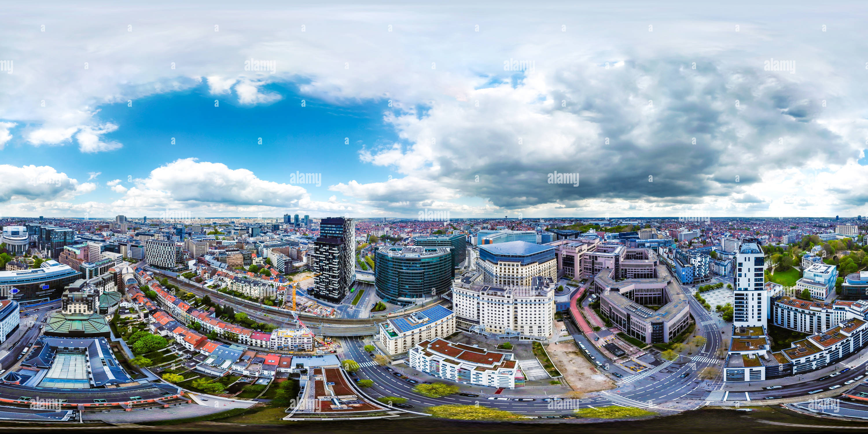 360 Grad Panorama Ansicht von Europäisches Parlament - Wilfried Martens Building, Brüssel, Belgien.