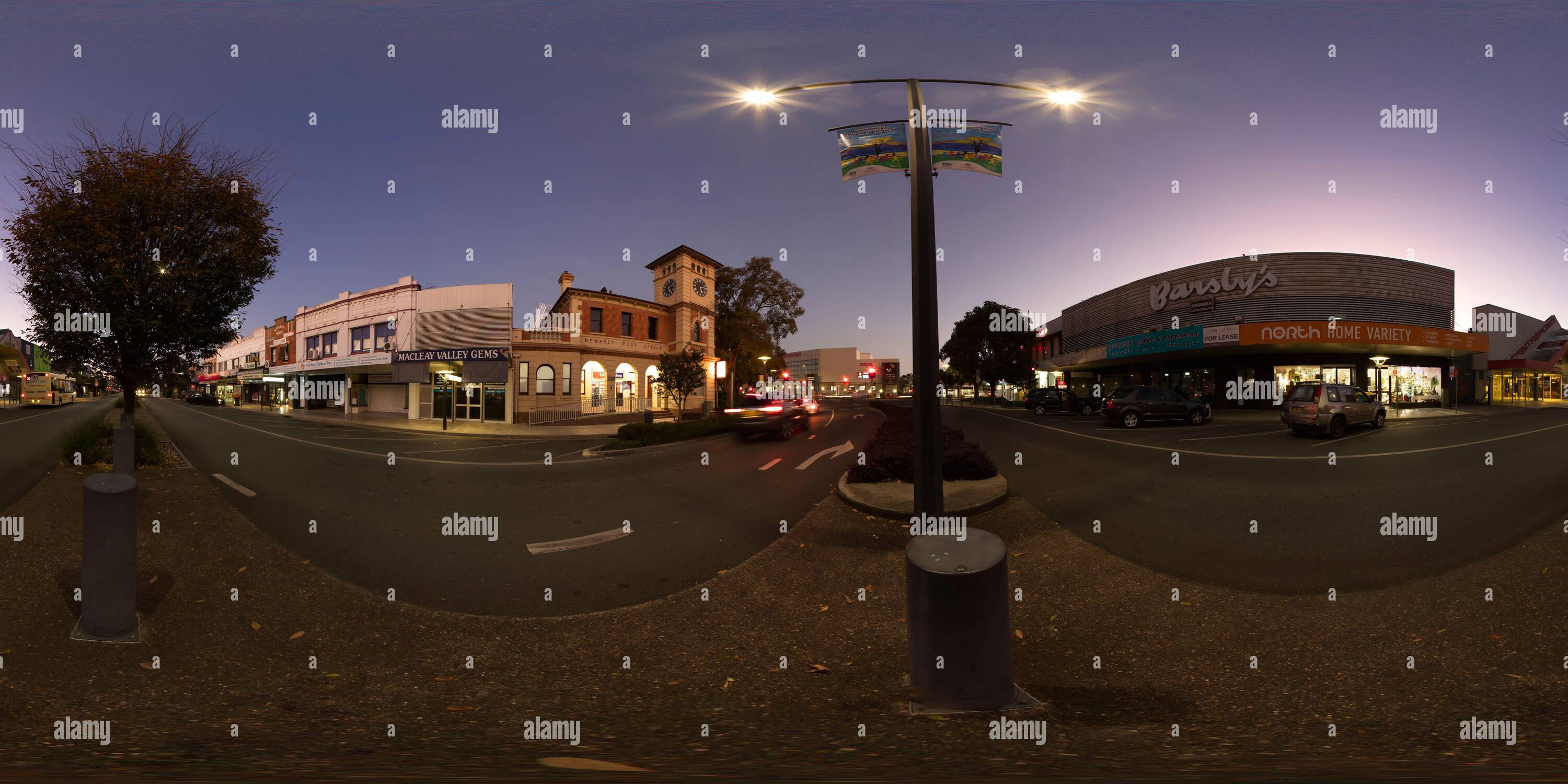 360 Grad Panorama Ansicht von 360°-Panorama der Hauptstraße von Kempsey Mid North Coast New South Wales Australien