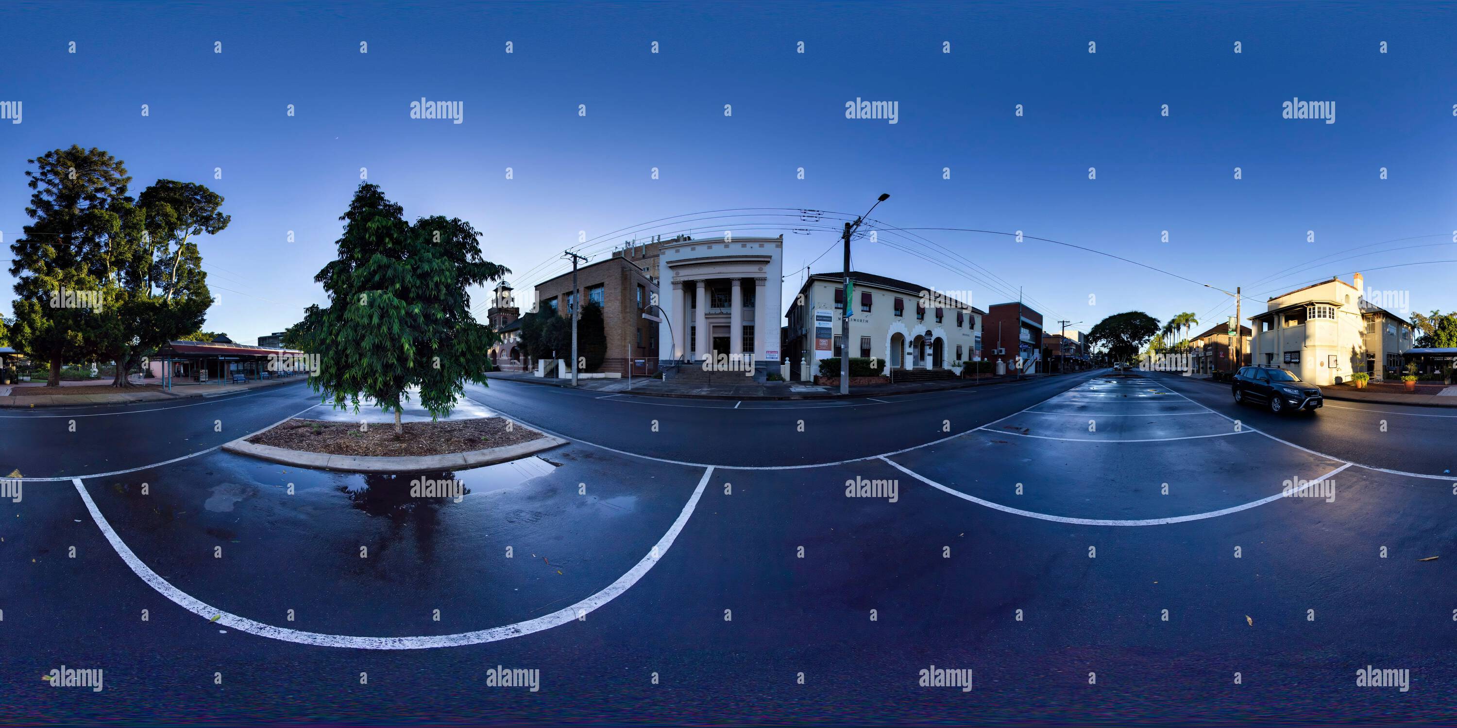 360 Grad Panorama Ansicht von 360°-Panorama der historischen Gebäude entlang der Molesworth Street Lismore Northern Rivers New South Wales Australien