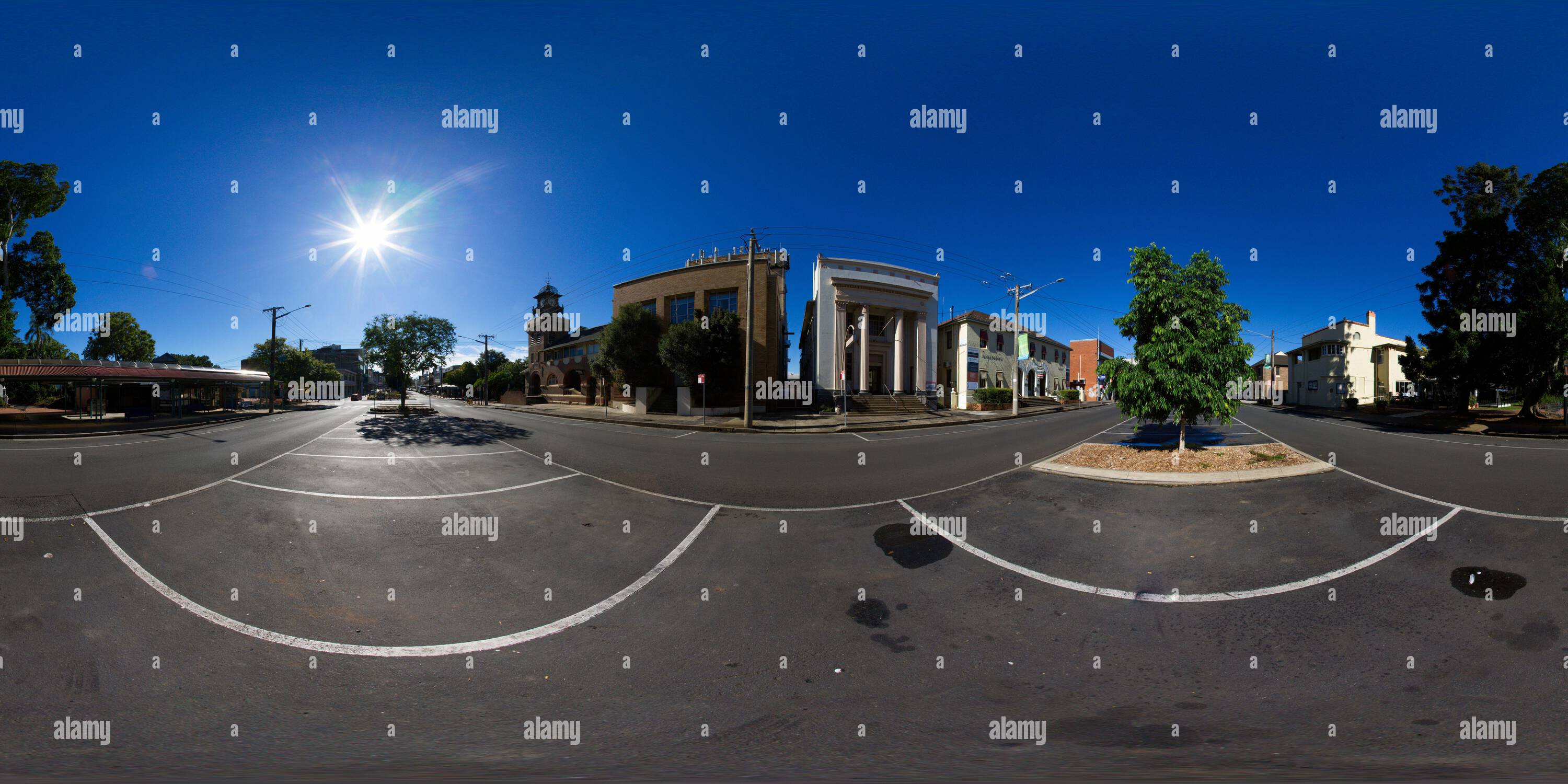 360 Grad Panorama Ansicht von 360°-Panorama der historischen Gebäude entlang der Molesworth Street Lismore Northern Rivers New South Wales Australien