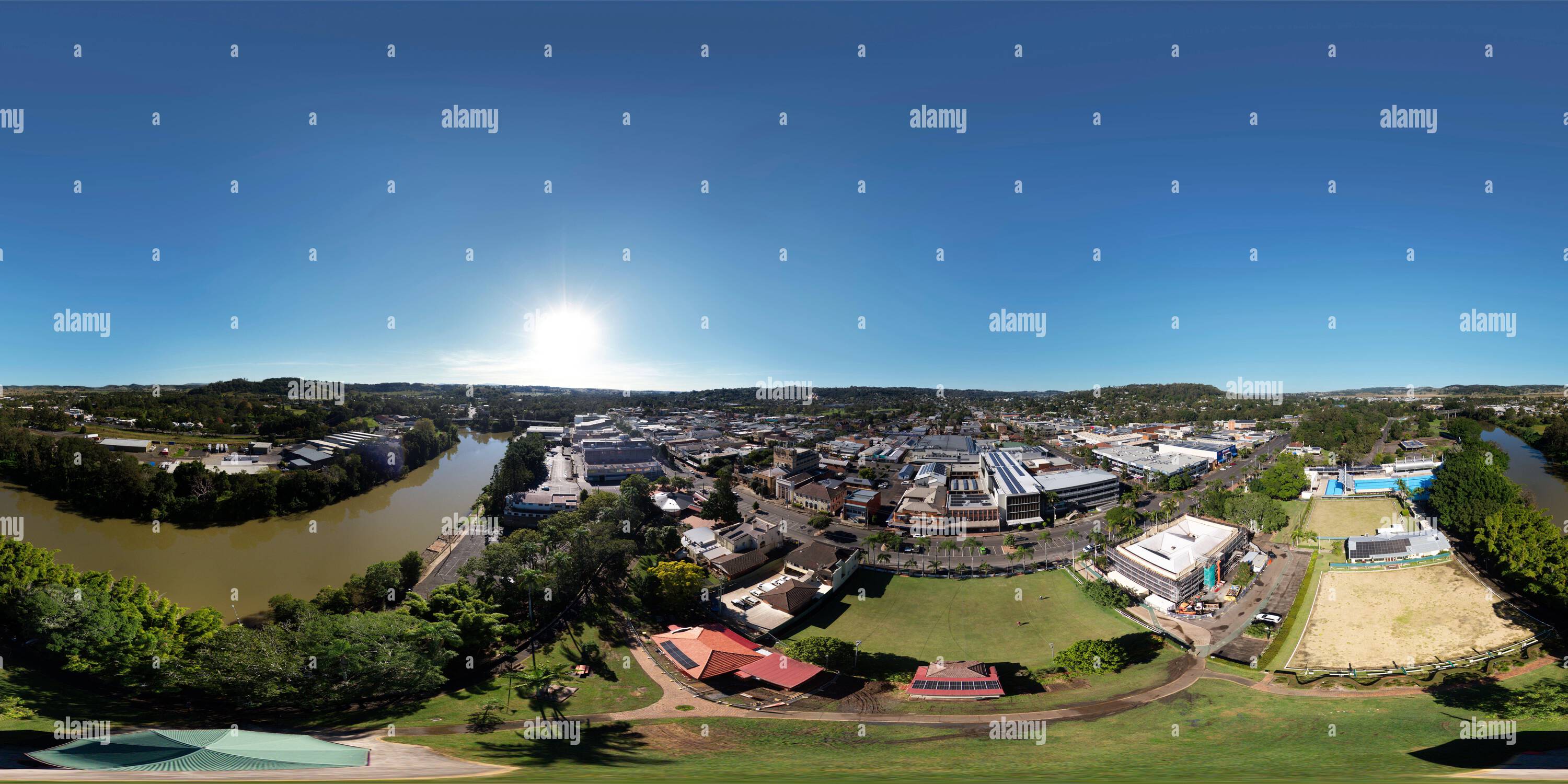 360 Grad Panorama Ansicht von 360°-Panoramablick auf den Wilson River bei Lismore Northern Rivers New South Wales Australien