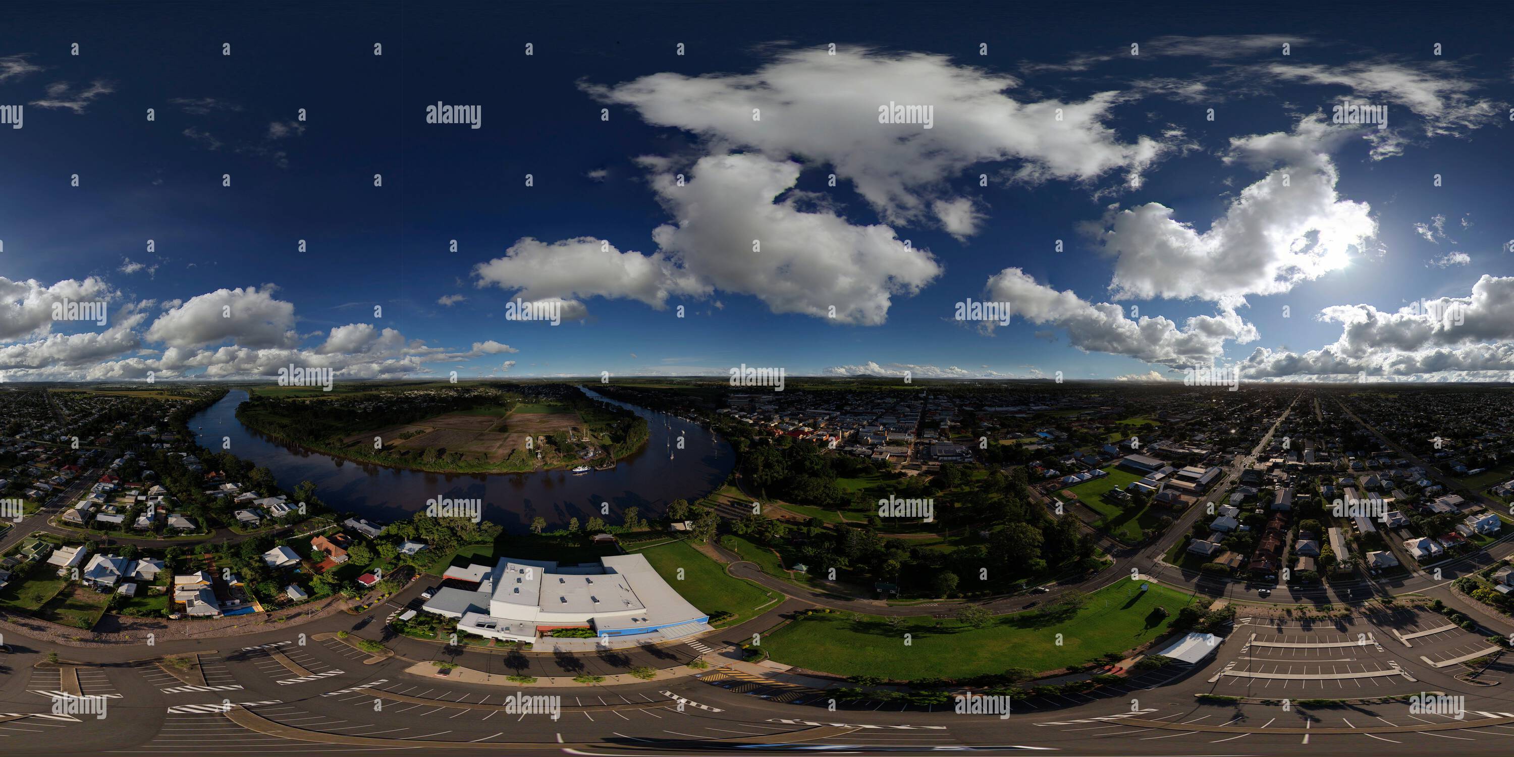 360 Grad Panorama Ansicht von 360°-Luftpanorama der historischen Hafenstadt Maryborough Queensland Australien