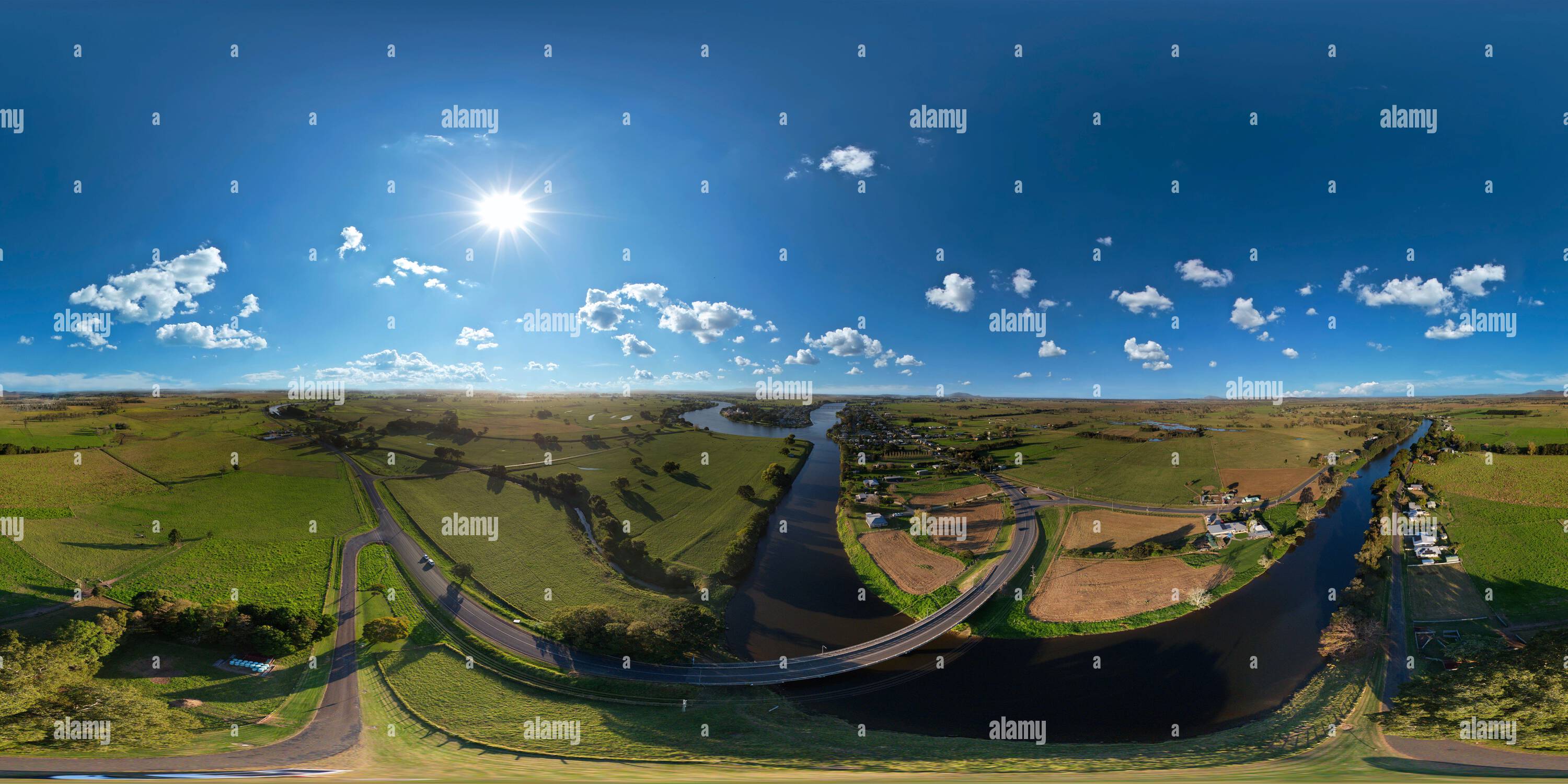 360 Grad Panorama Ansicht von 360°-Panoramablick auf den Macleay River und Belmore River bei Gladstone und Smithtown Mid North Coast New South Wales Australien