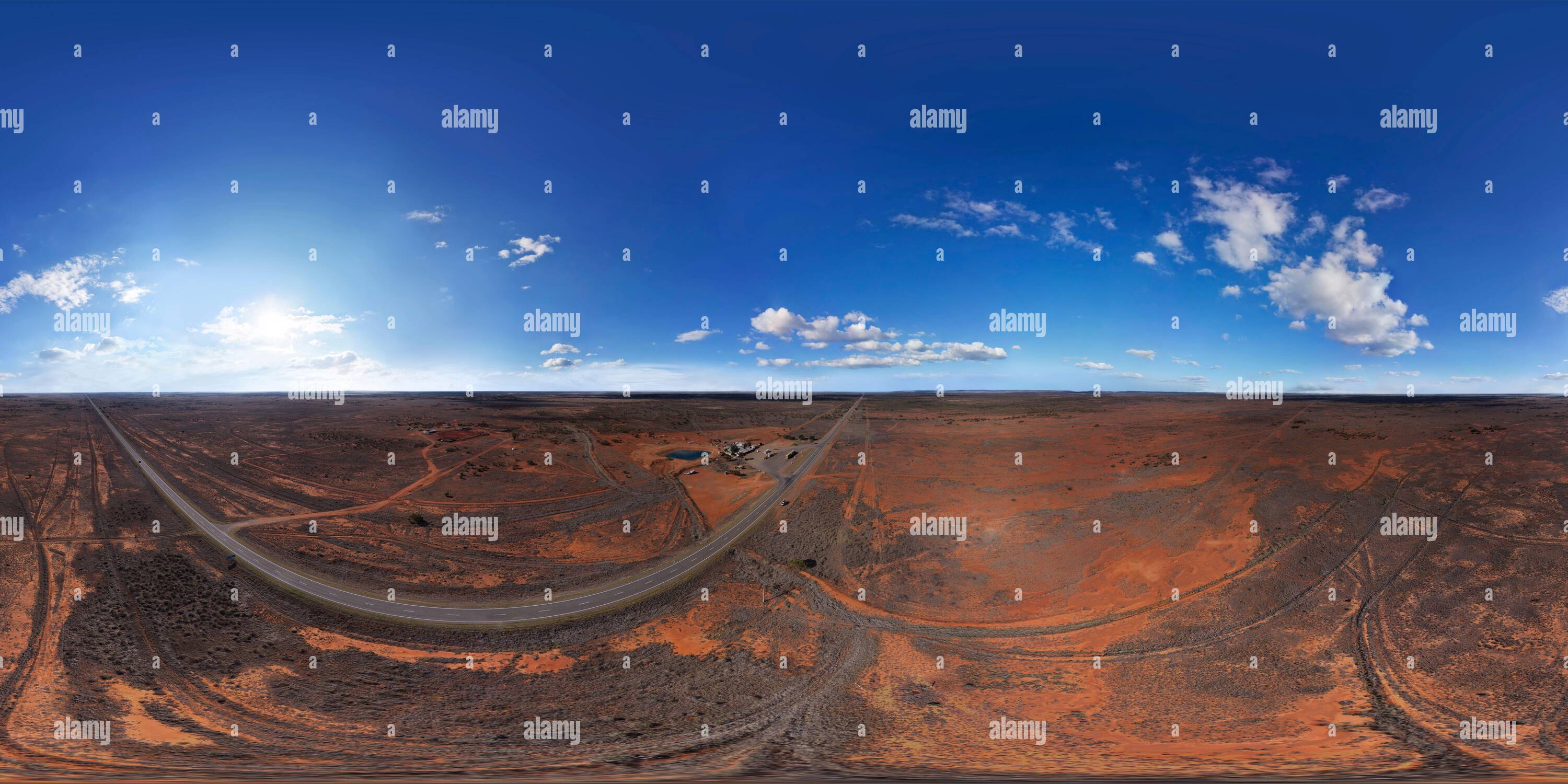 360 Grad Panorama Ansicht von 360° Luftpanorama des Little Topar Hotel - Roadhouse am Barrier Highway New South Wales Australien