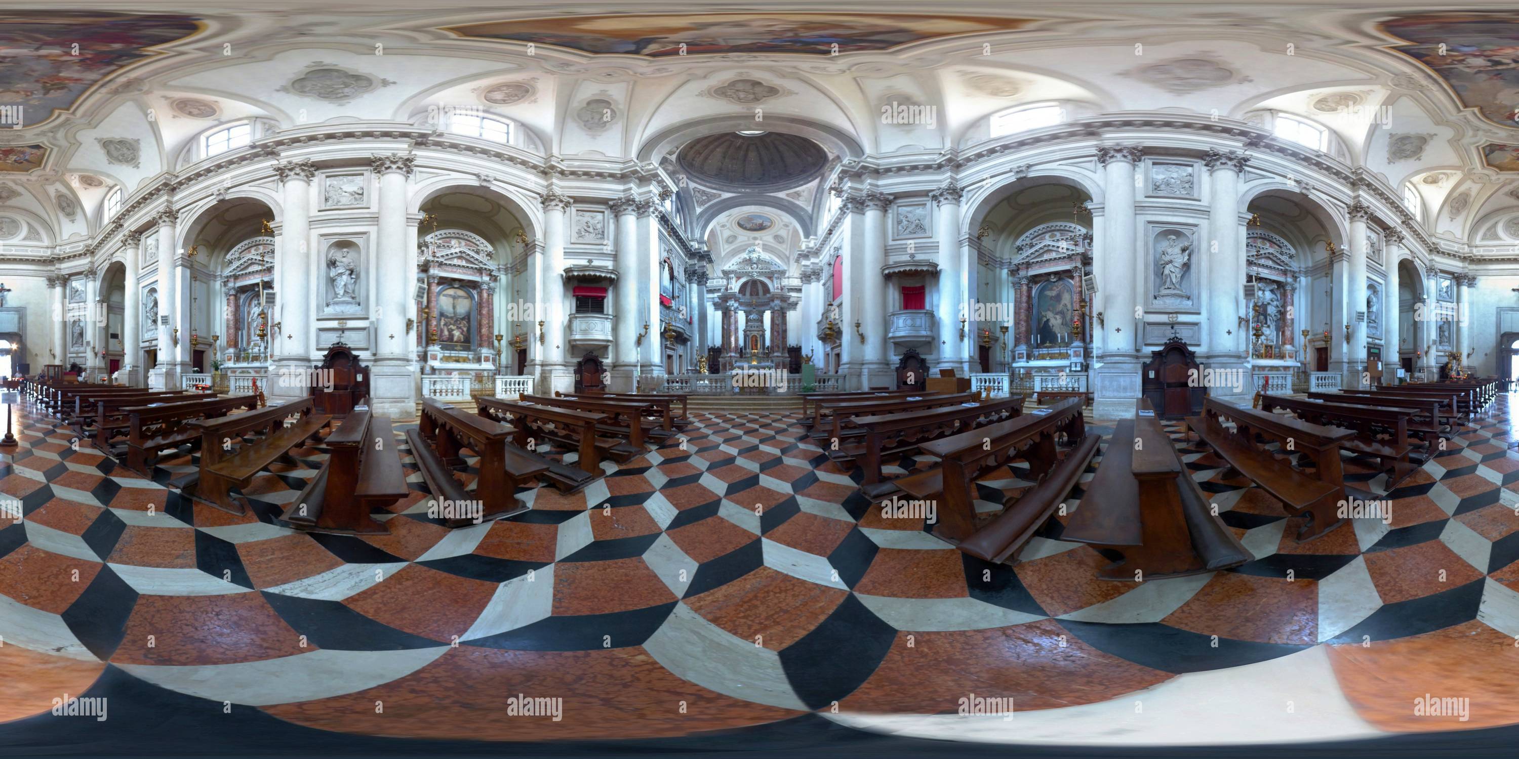 360 Grad Panorama Ansicht von Kirche Santa Maria del Rosario, Venedig (innen) 2024