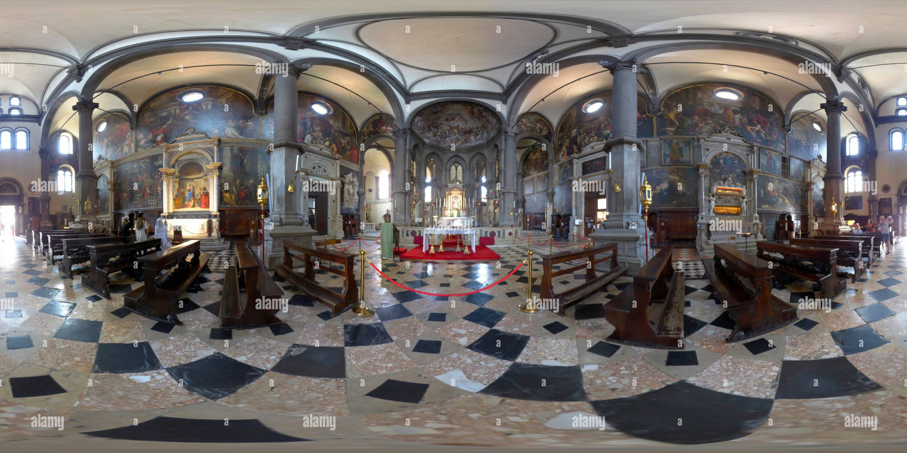 360 Grad Panorama Ansicht von Kirche San Zaccaria Venedig im Inneren 2024