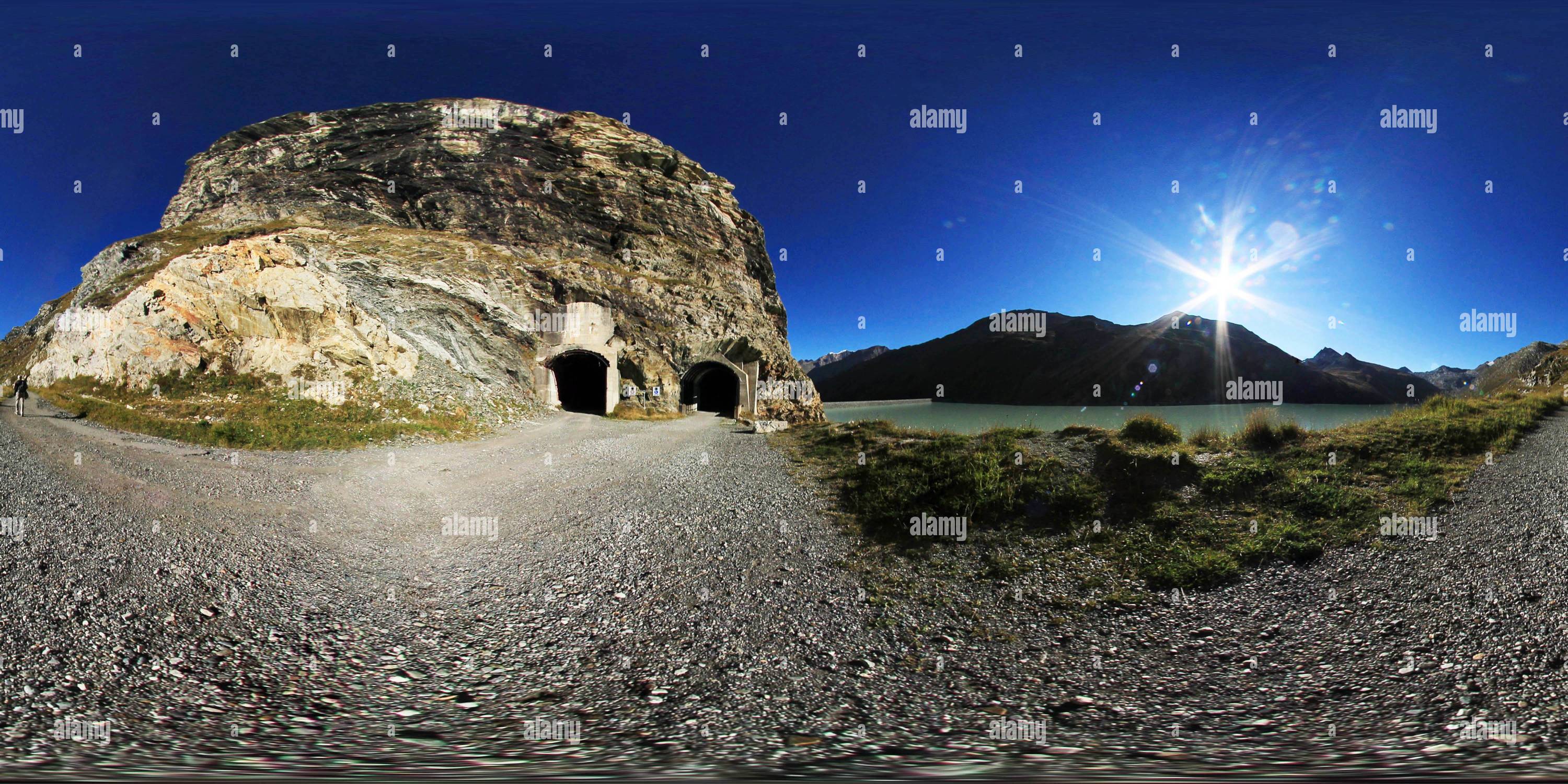 360 Grad Panorama Ansicht von Mattmarksee-Tunnel, Ausgang 1