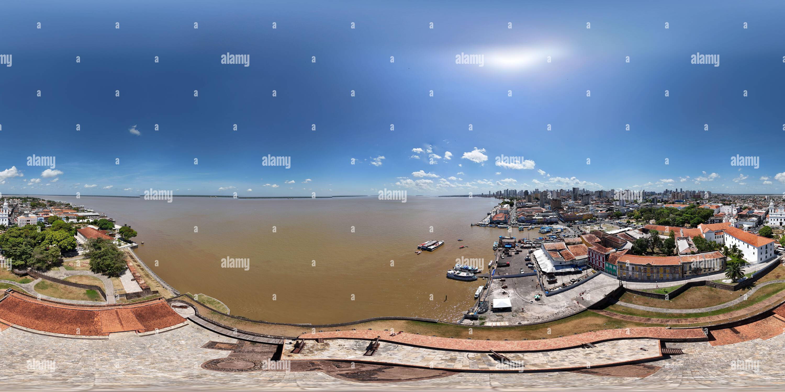 360 Grad Panorama Ansicht von 360 Luftaufnahme mit Drohne des Forts Presépio in Belém, Pará, Brasilien