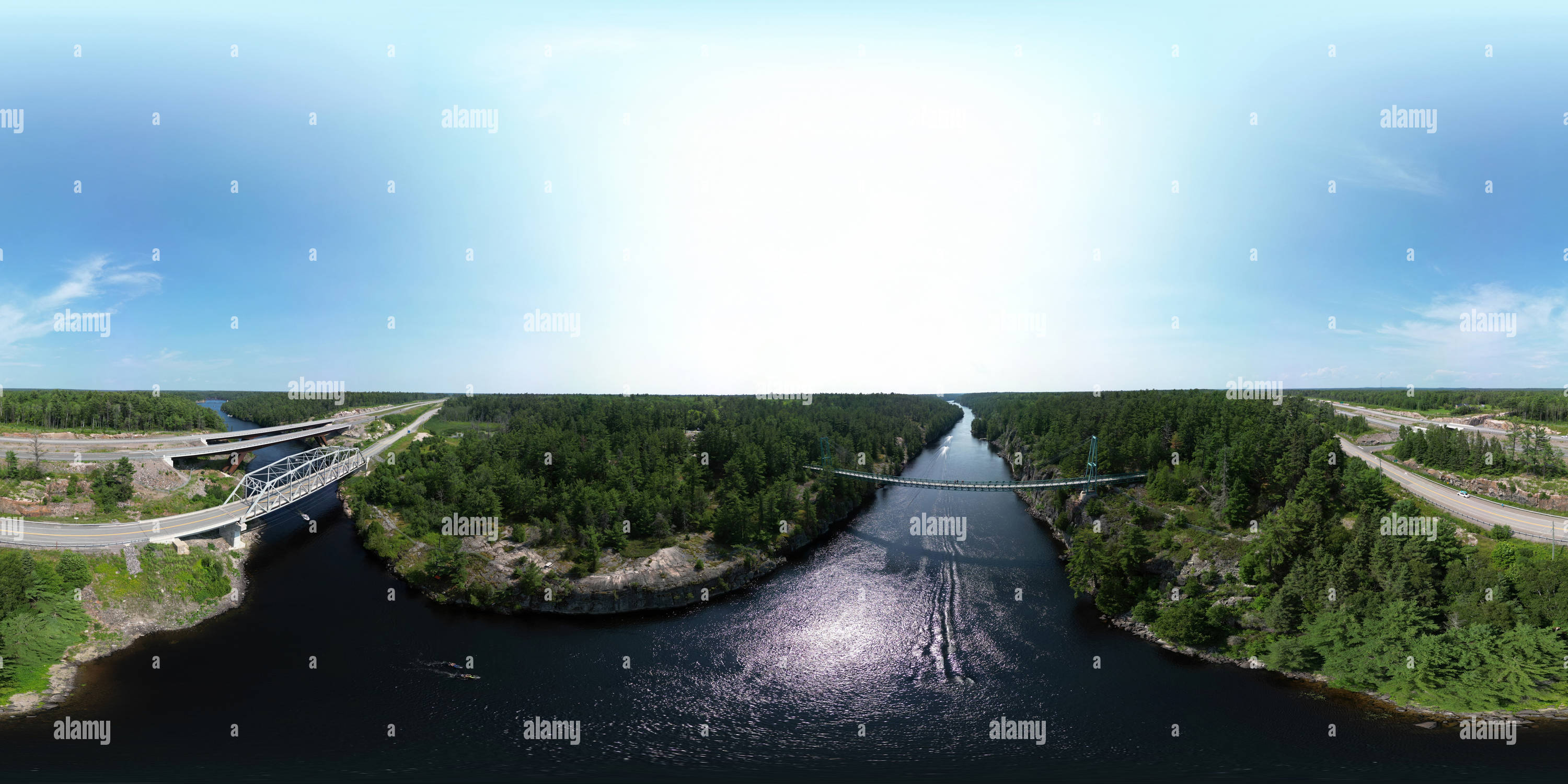 360 Grad Panorama Ansicht von French River am Highway 69, Ontario