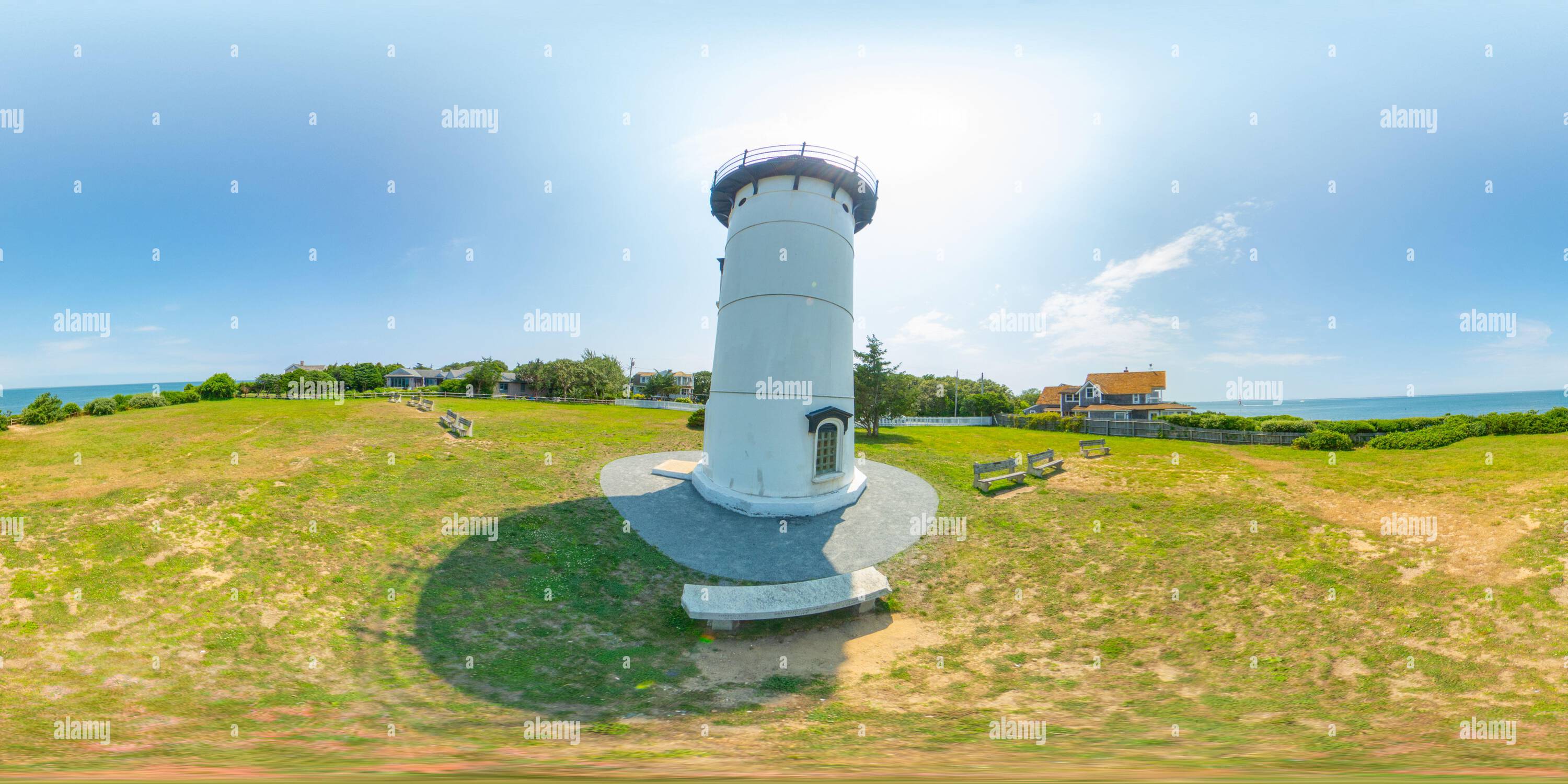 360 Grad Panorama Ansicht von 360 Äquirechteckiges Panorama East Chop Lighthouse auf Marthas Vineyard 2024