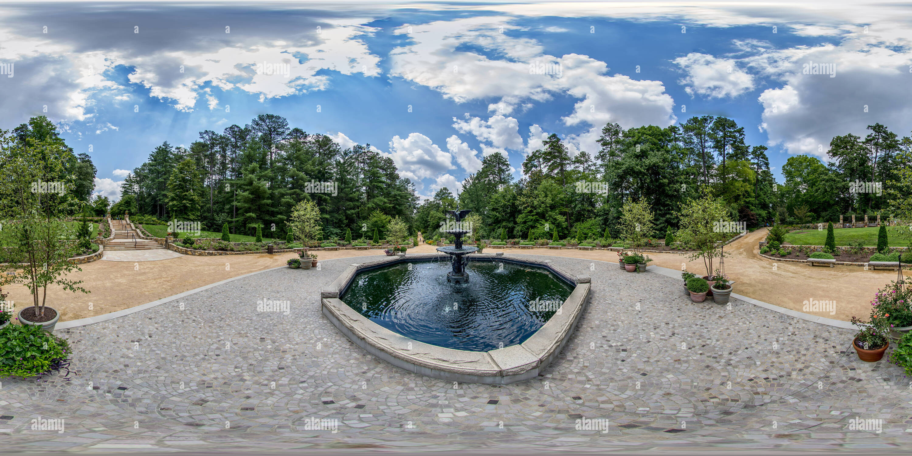 360 Ansicht Von Herzog Garten Roney Springbrunnen Wasserspiel