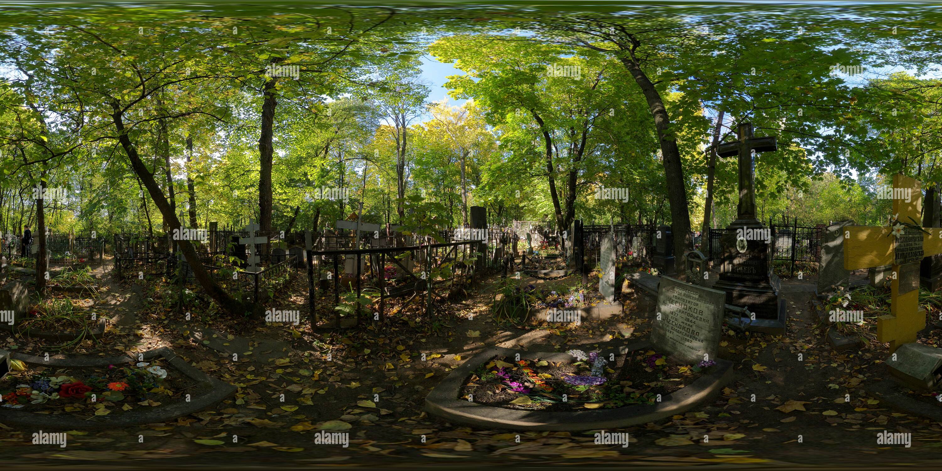 360 Grad Panorama Ansicht von Vagankovo Friedhof