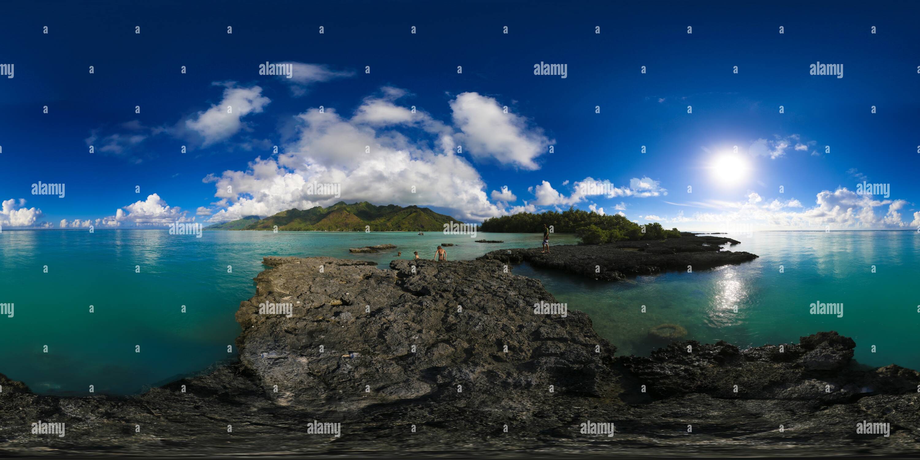 360 Grad Panorama Ansicht von Motu Tiahura in Moorea