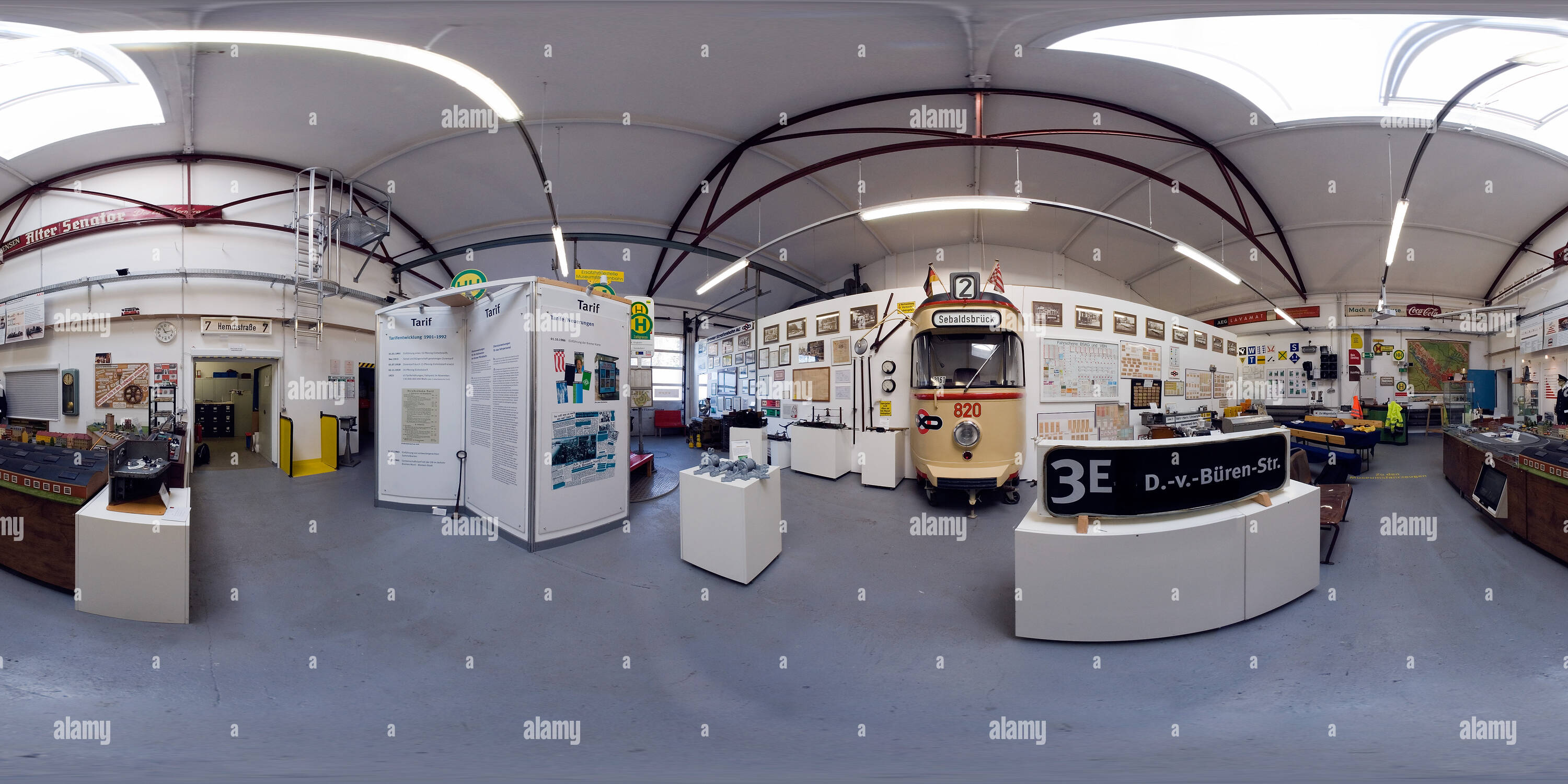 360 Grad Panorama Ansicht von Straßenbahn-Museum