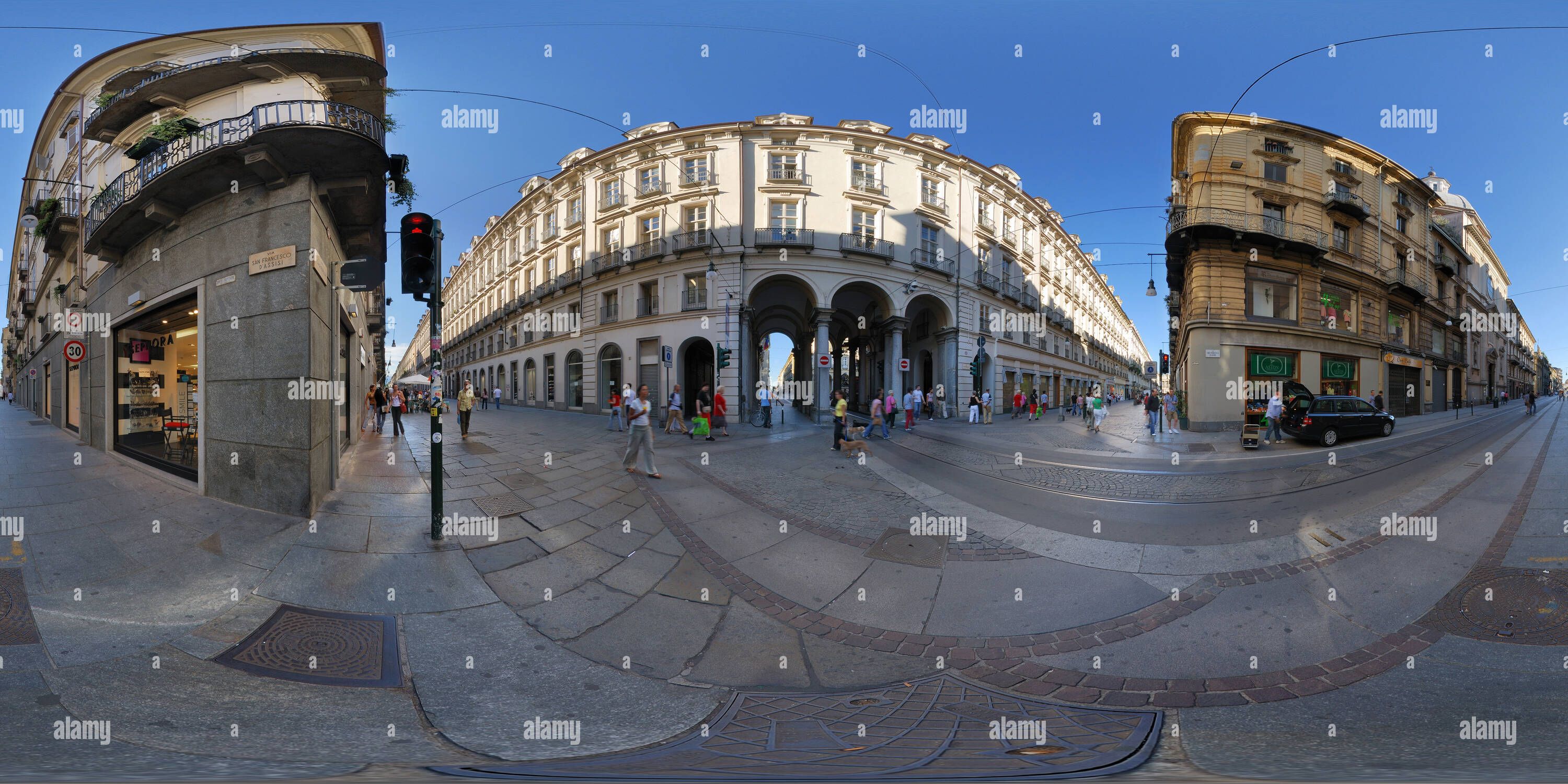 360 Grad Panorama Ansicht von Via Garibaldi - Via San Francesco d'Assisi