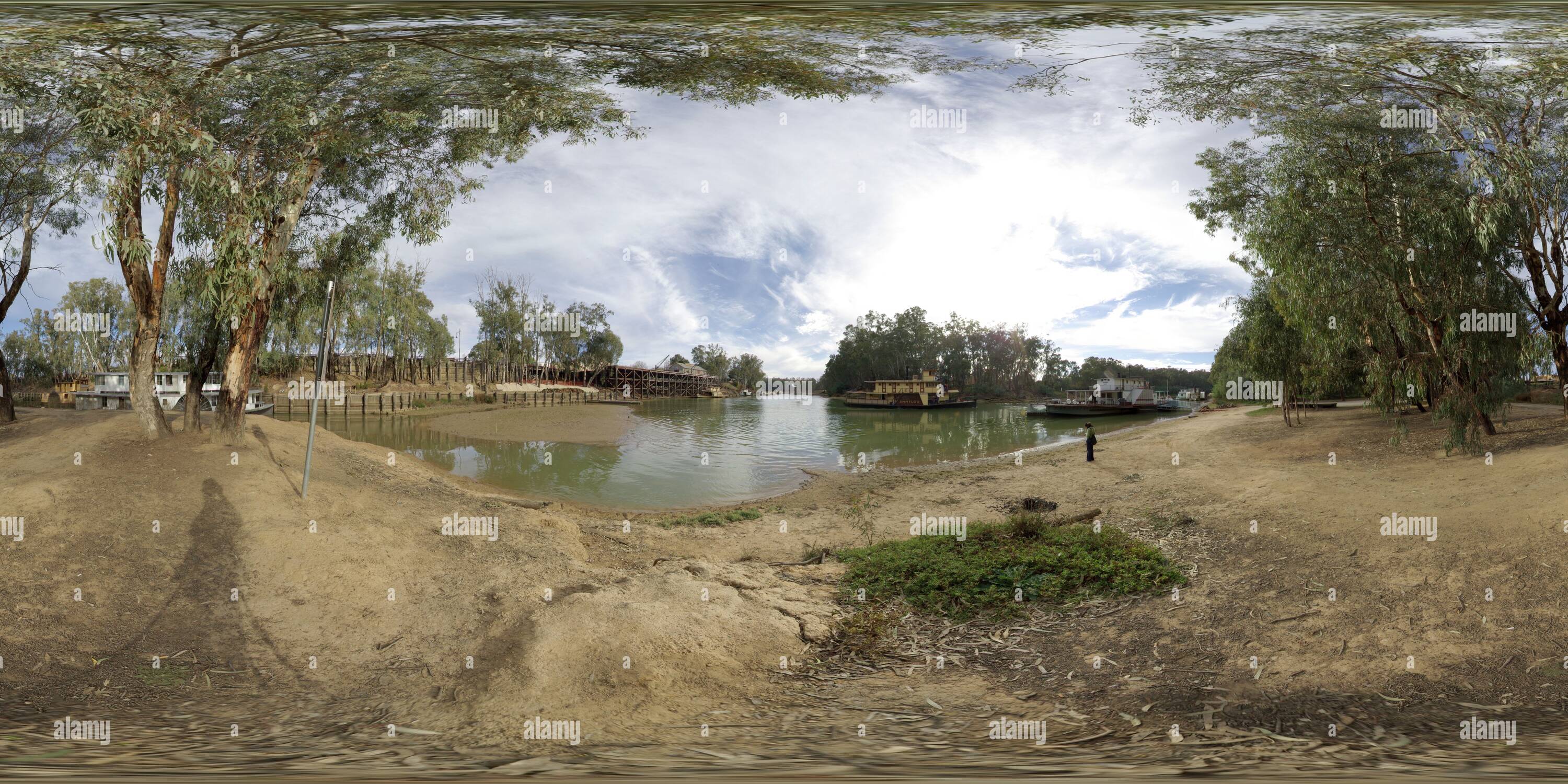 360 Grad Panorama Ansicht von Raddampfer auf Murray River