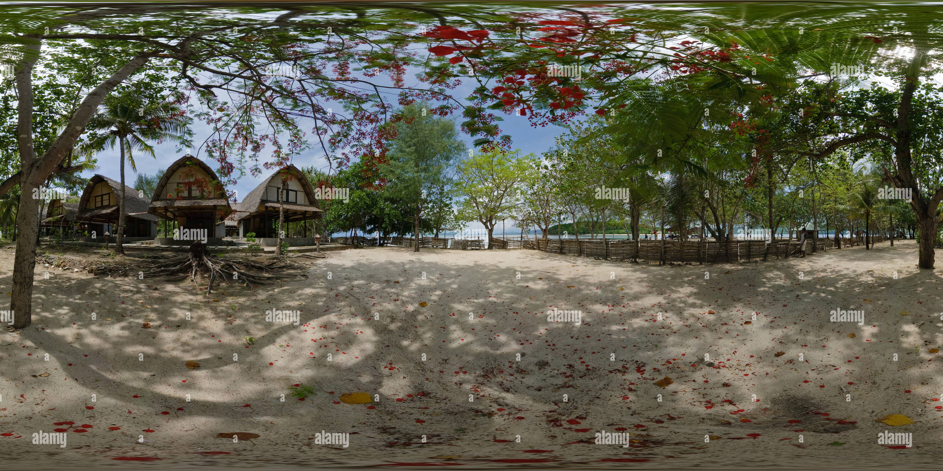 360 Grad Panorama Ansicht von Bungalos im Nannga Gili Island