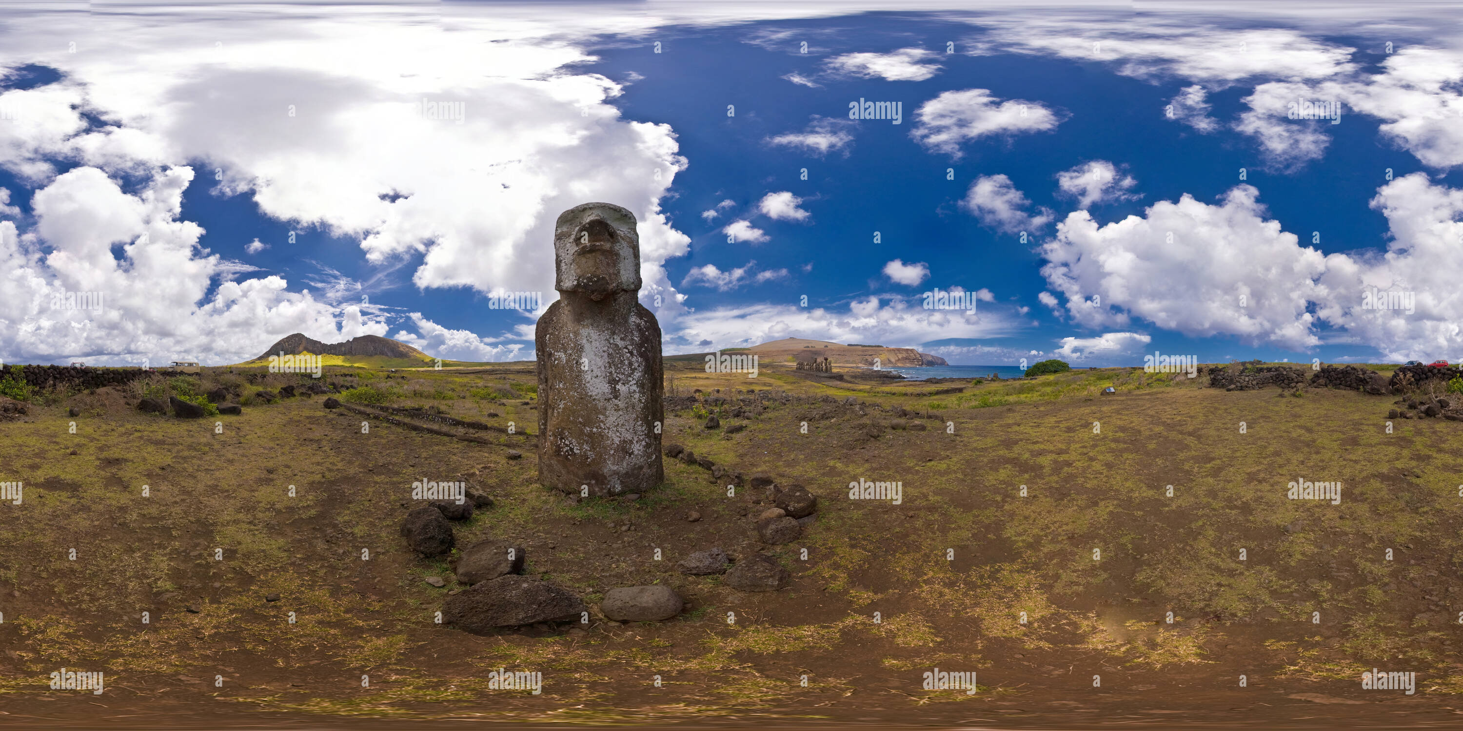 360 Grad Panorama Ansicht von Ahu Tongariki Eingang