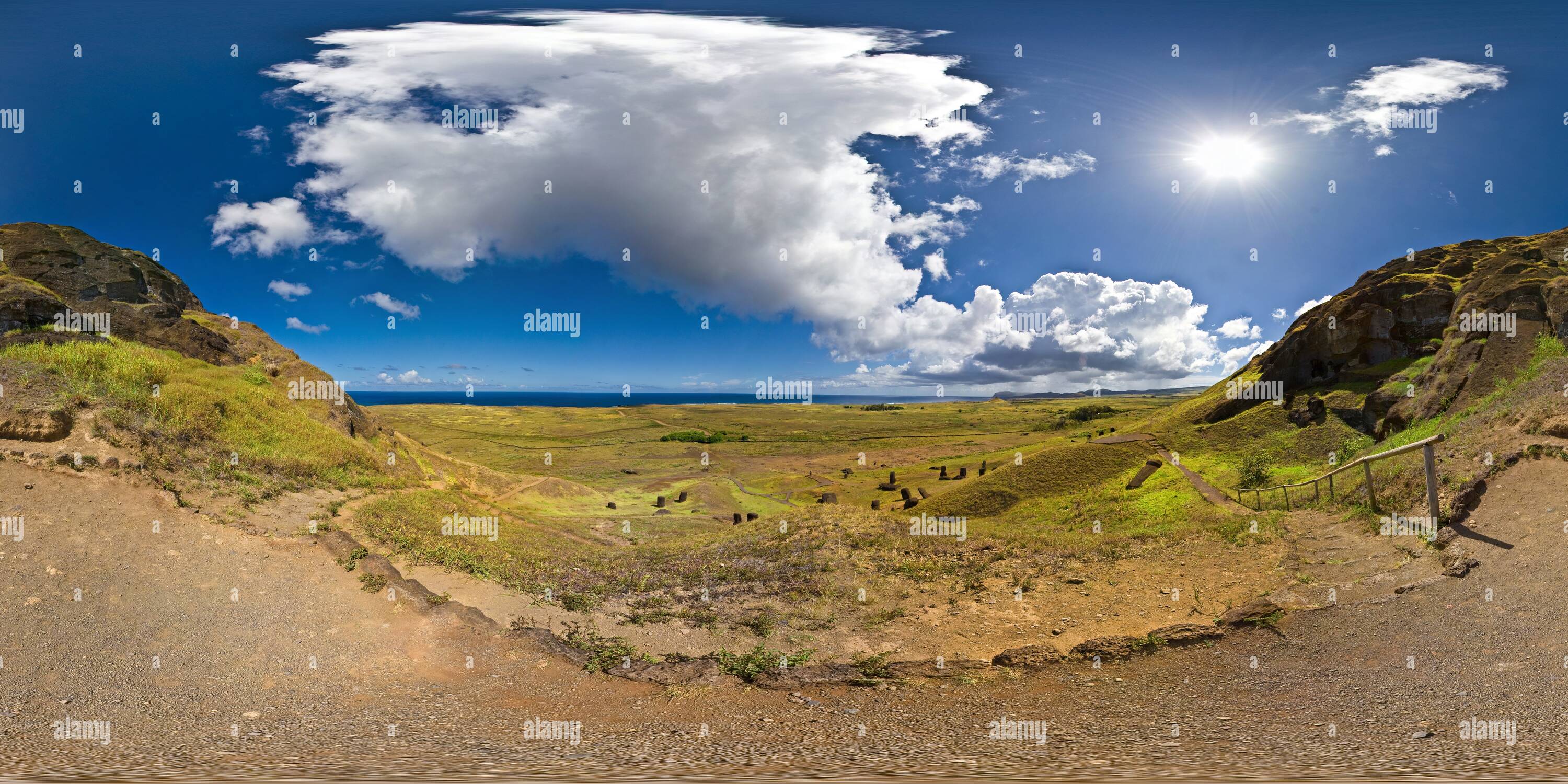 360 Grad Panorama Ansicht von Rano Raraku (Externe Piste 09 von 13)