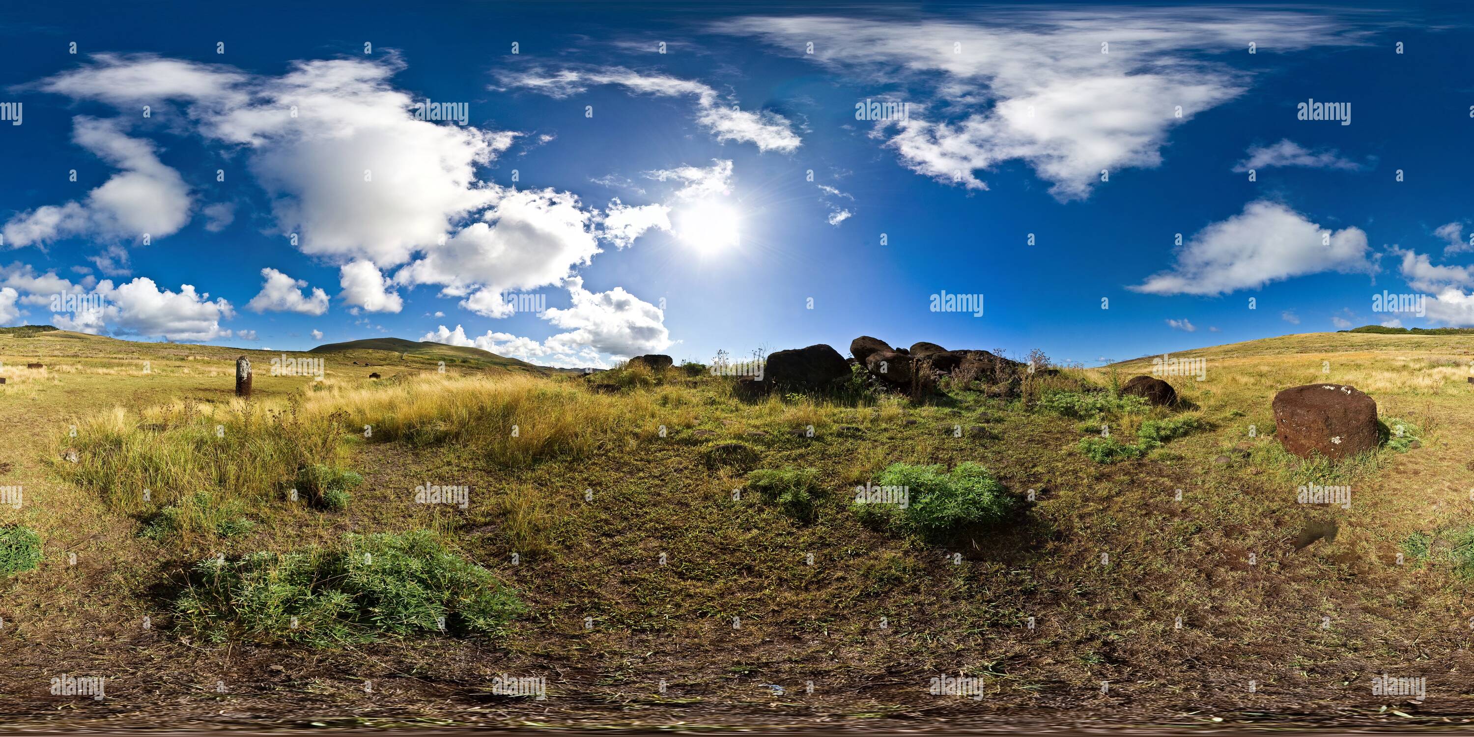 360 Grad Panorama Ansicht von Ahu Vinapu, einer der größeren Ahu von Rapa Nui