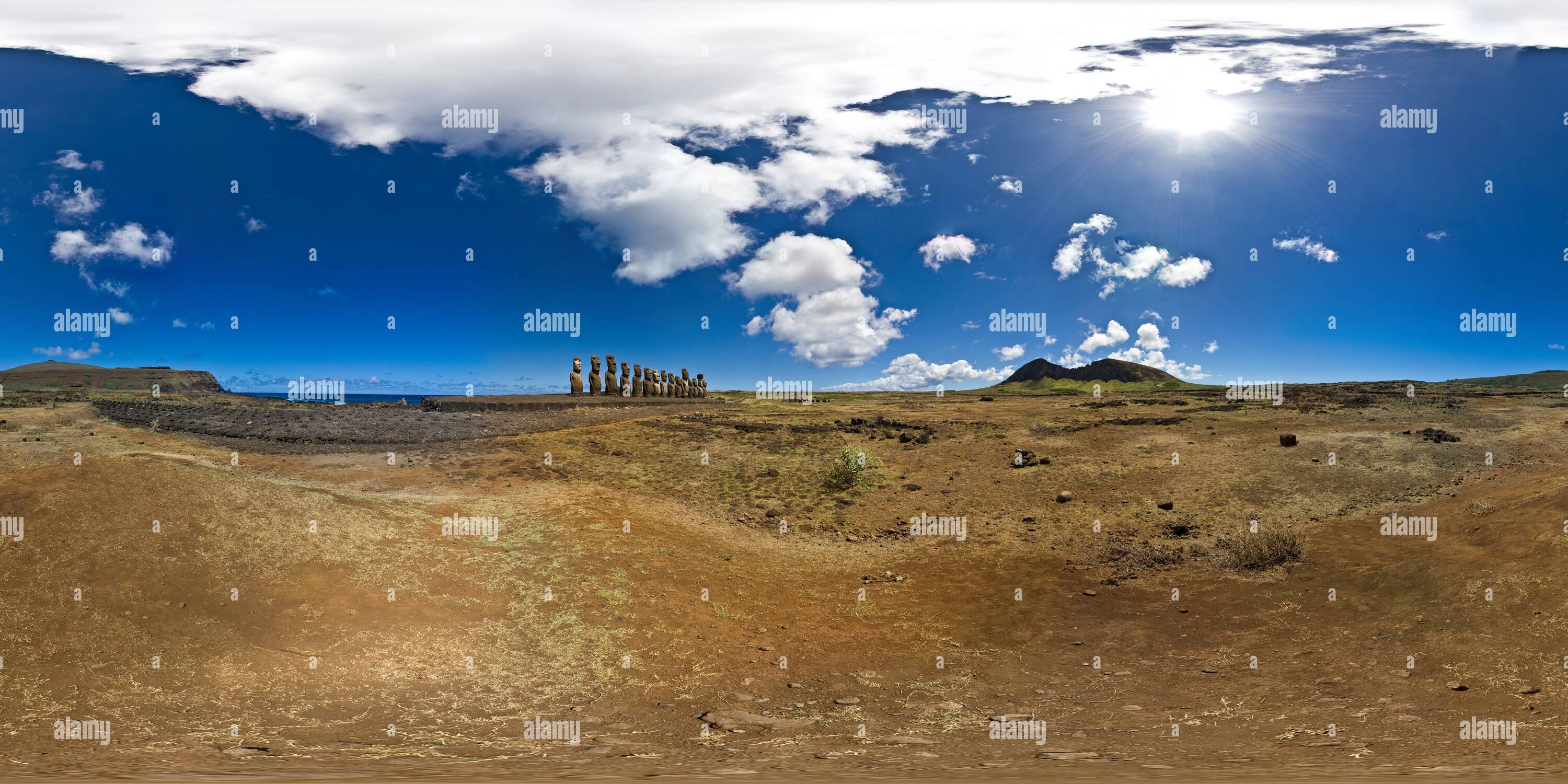 360 Grad Panorama Ansicht von Ahu Tongariki (So weit weg).