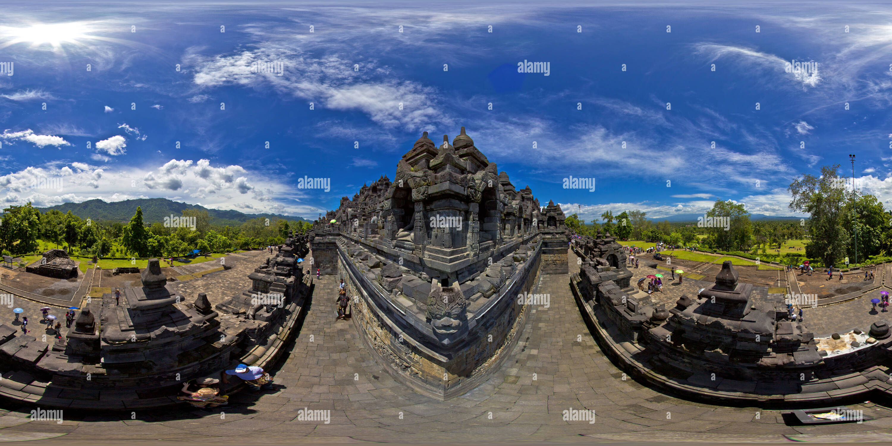 360 Grad Panorama Ansicht von Auf der Suche nach dem Nirvana am Borobodur