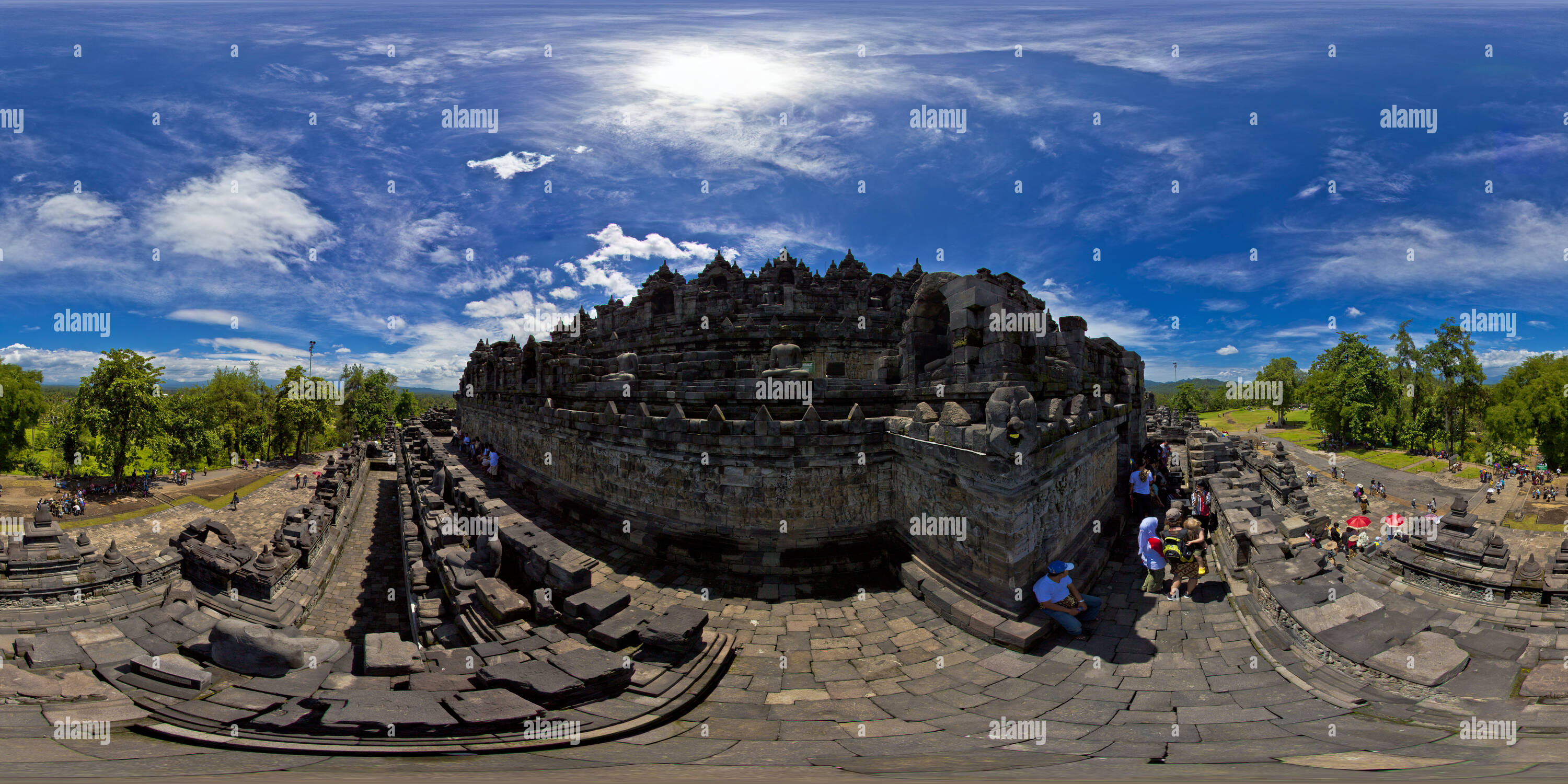 360 Grad Panorama Ansicht von Borobudur: Auf der Suche nach dem Nirvana