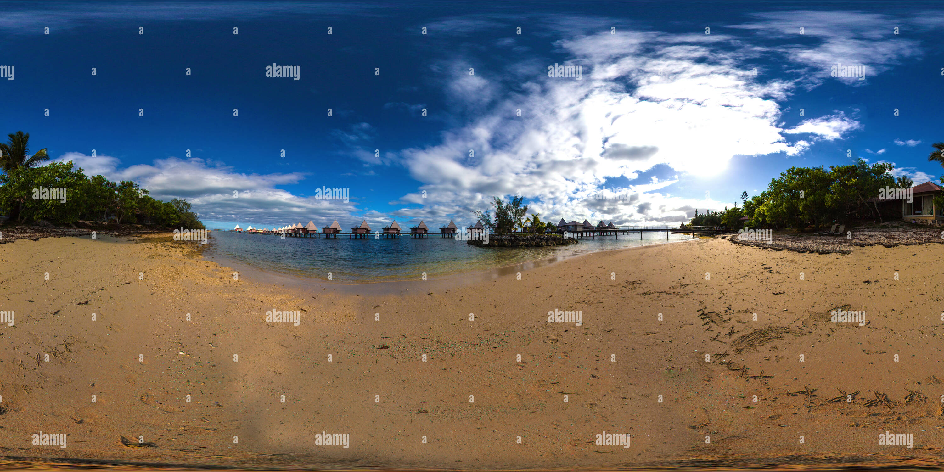 360 Grad Panorama Ansicht von Ilôt Maître-Morgen Strand Nach dem Regen