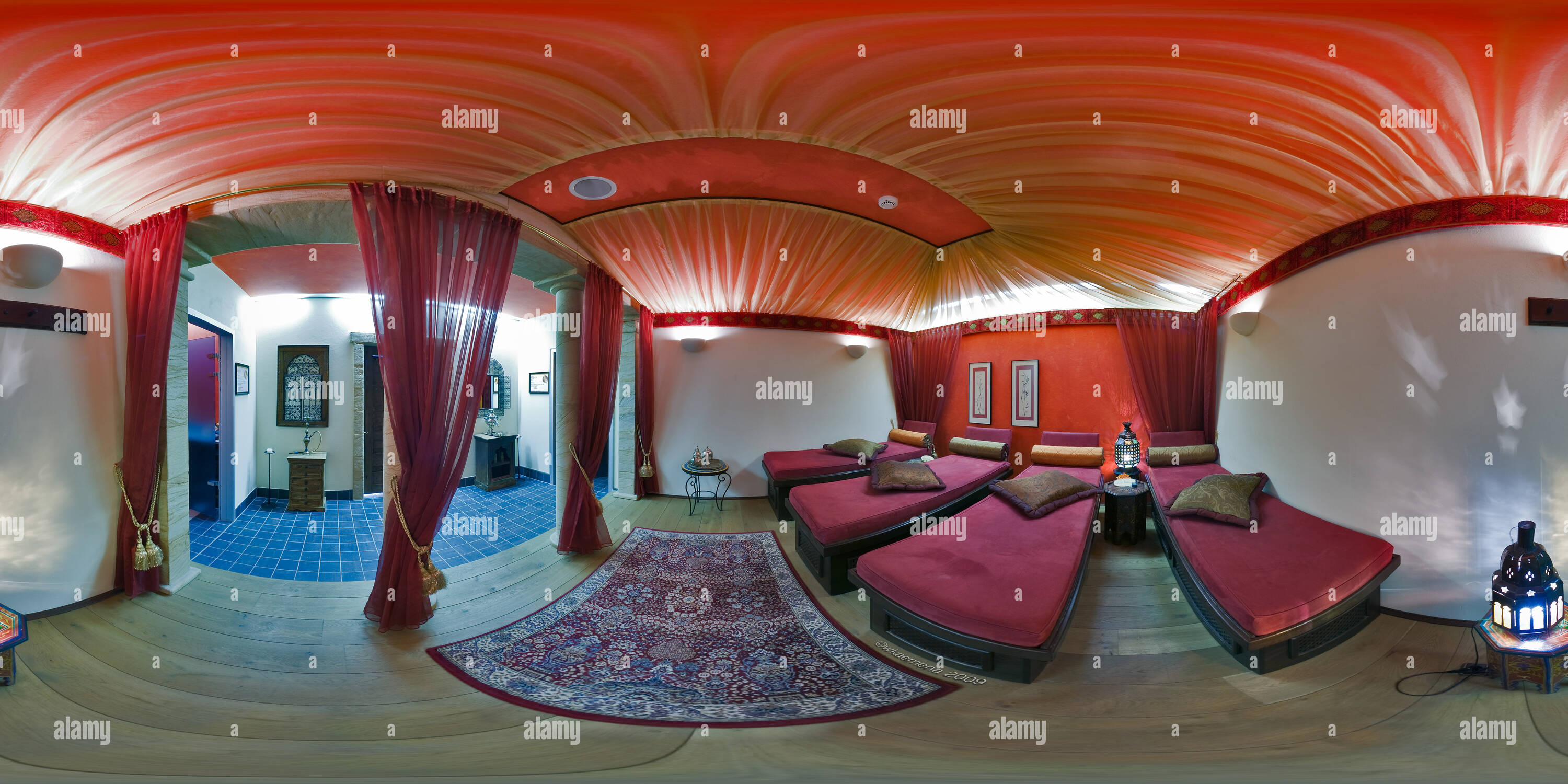 360 Grad Panorama Ansicht von Hamam Ruheraum