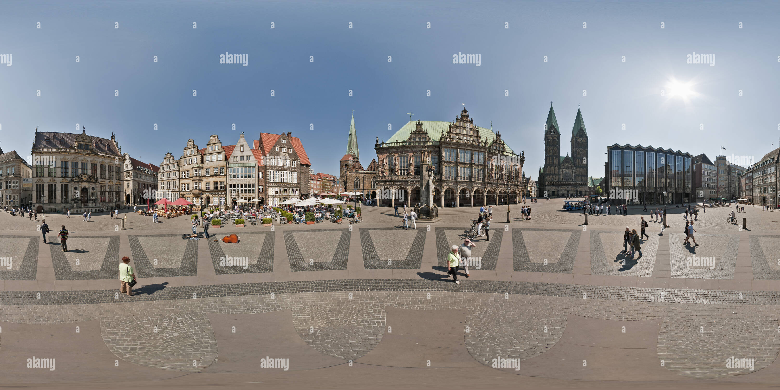 360 Grad Panorama Ansicht von Bremer Marktplatz am 25. April 2011