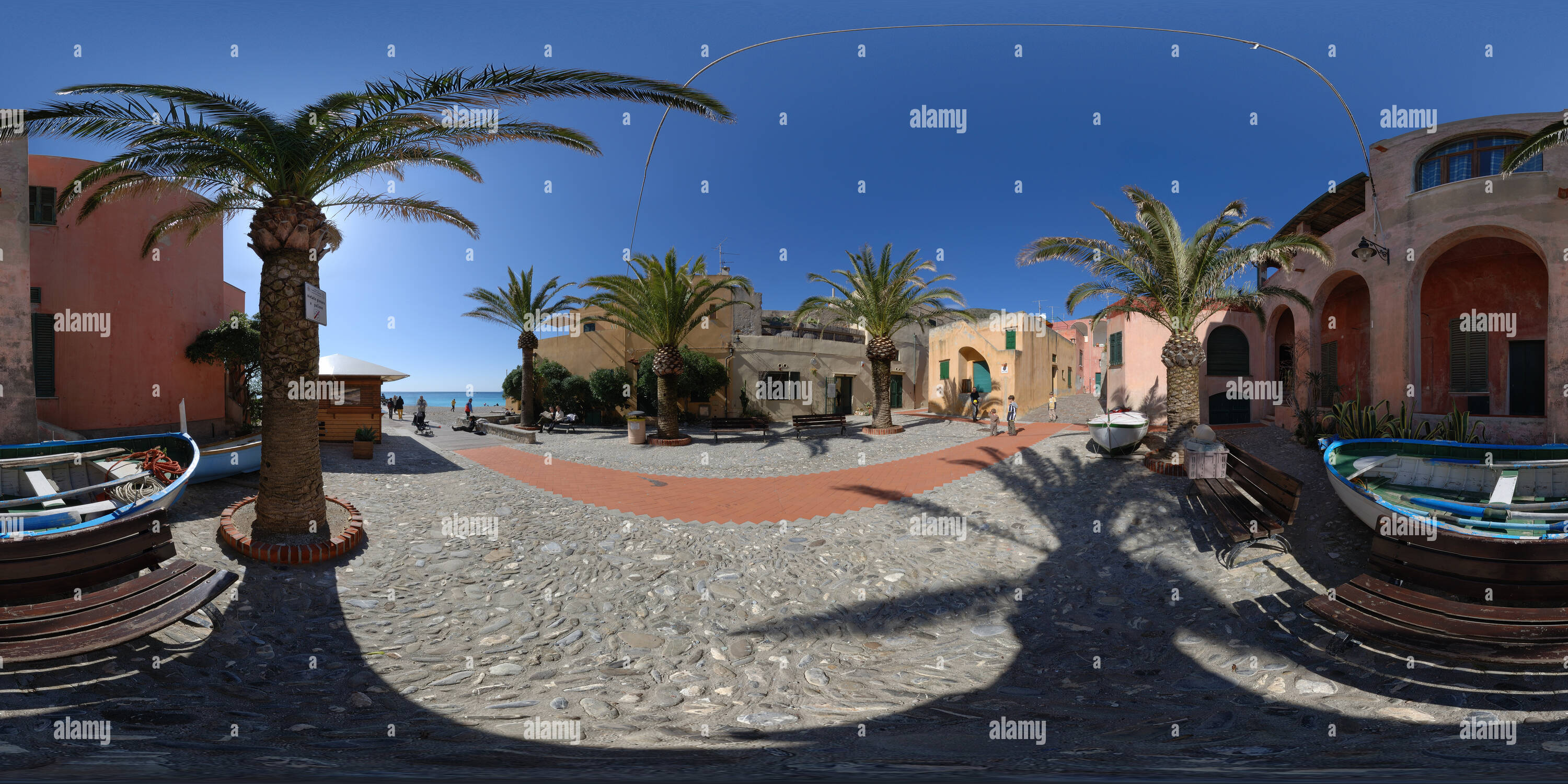 360 Grad Panorama Ansicht von Varigotti, Piazza dei Pescatori