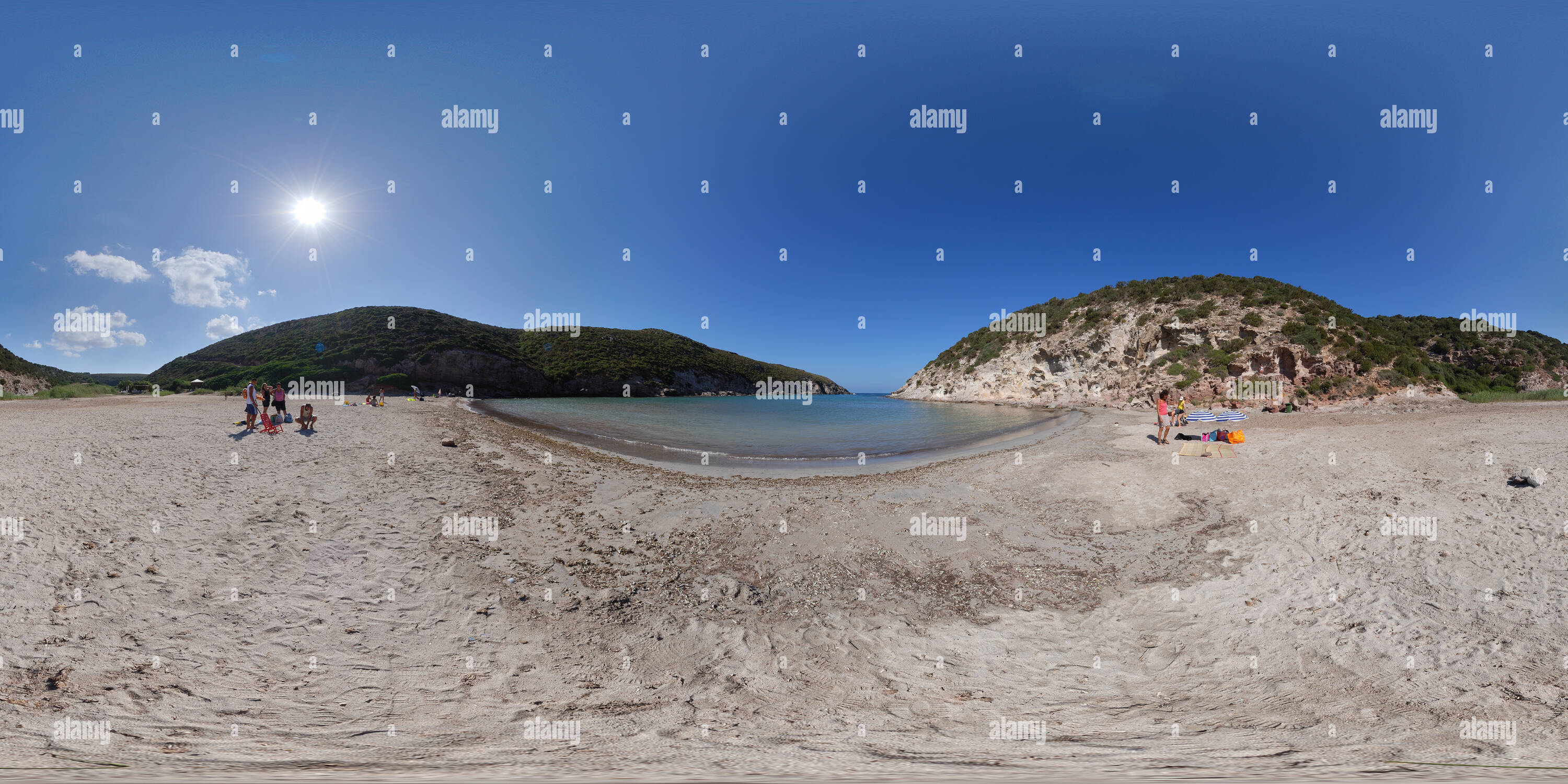 360 Grad Panorama Ansicht von Calalunga Strand, Sant'Antioco Insel