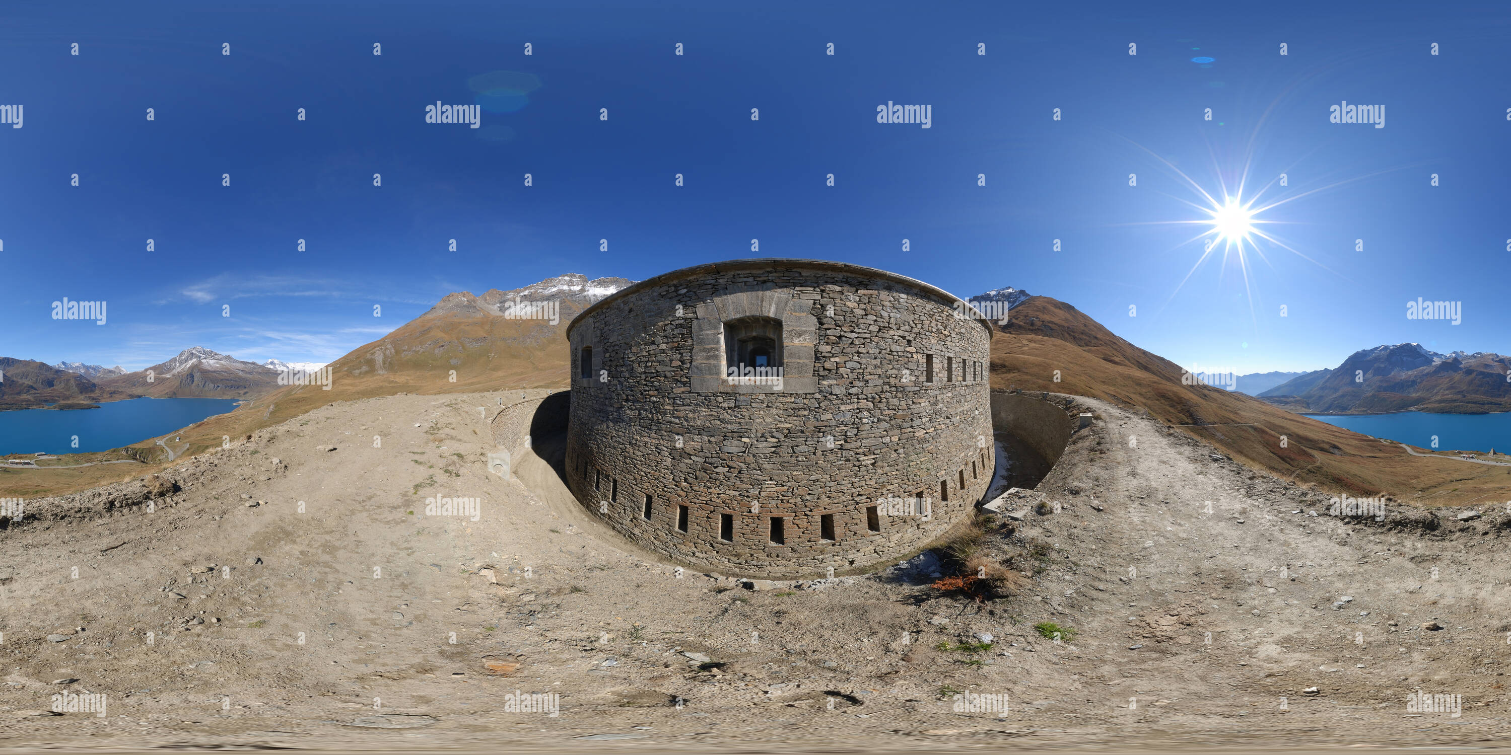 360 Grad Panorama Ansicht von Fort de Ronce, Mont Cenis