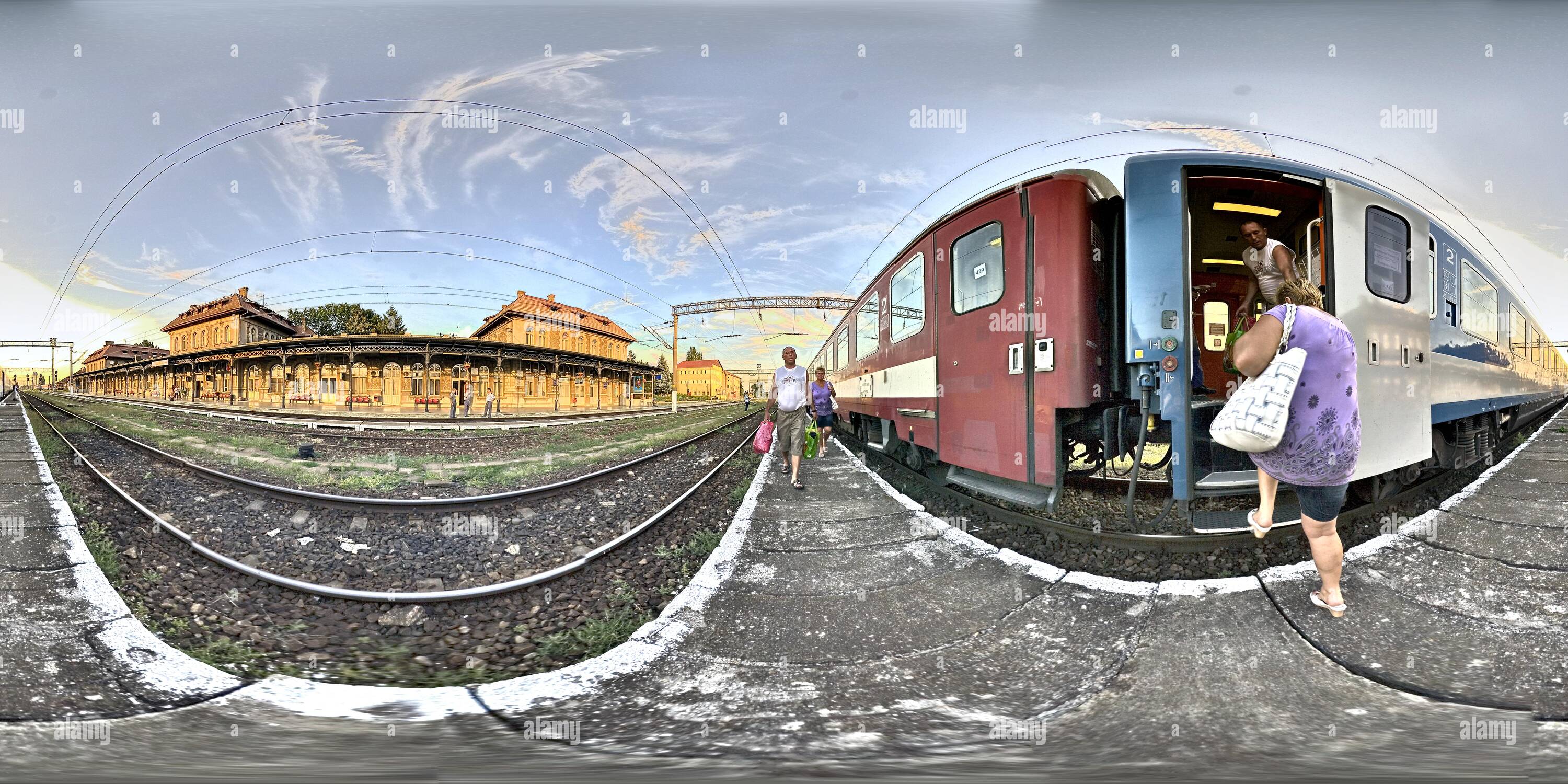 360 Grad Panorama Ansicht von Curtici, Rumänien Bahnhof - Grenze von Rumänien und Ungarn