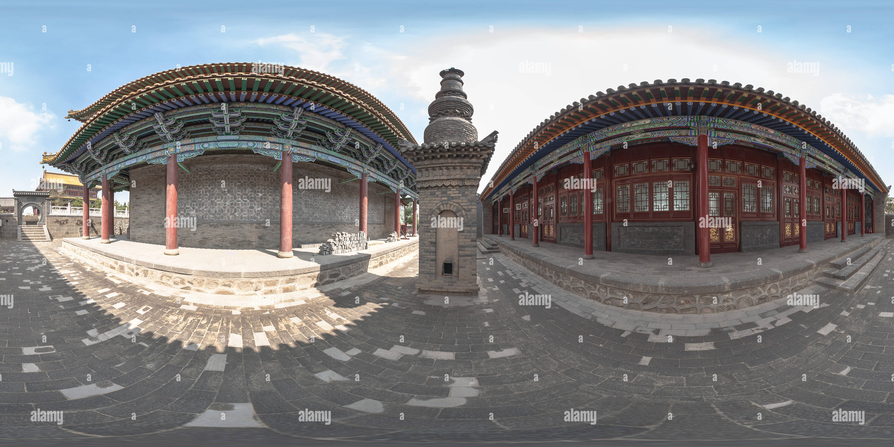 360 Grad Panorama Ansicht von Baotou Tempel zu Lyu Dongbin - Pagode