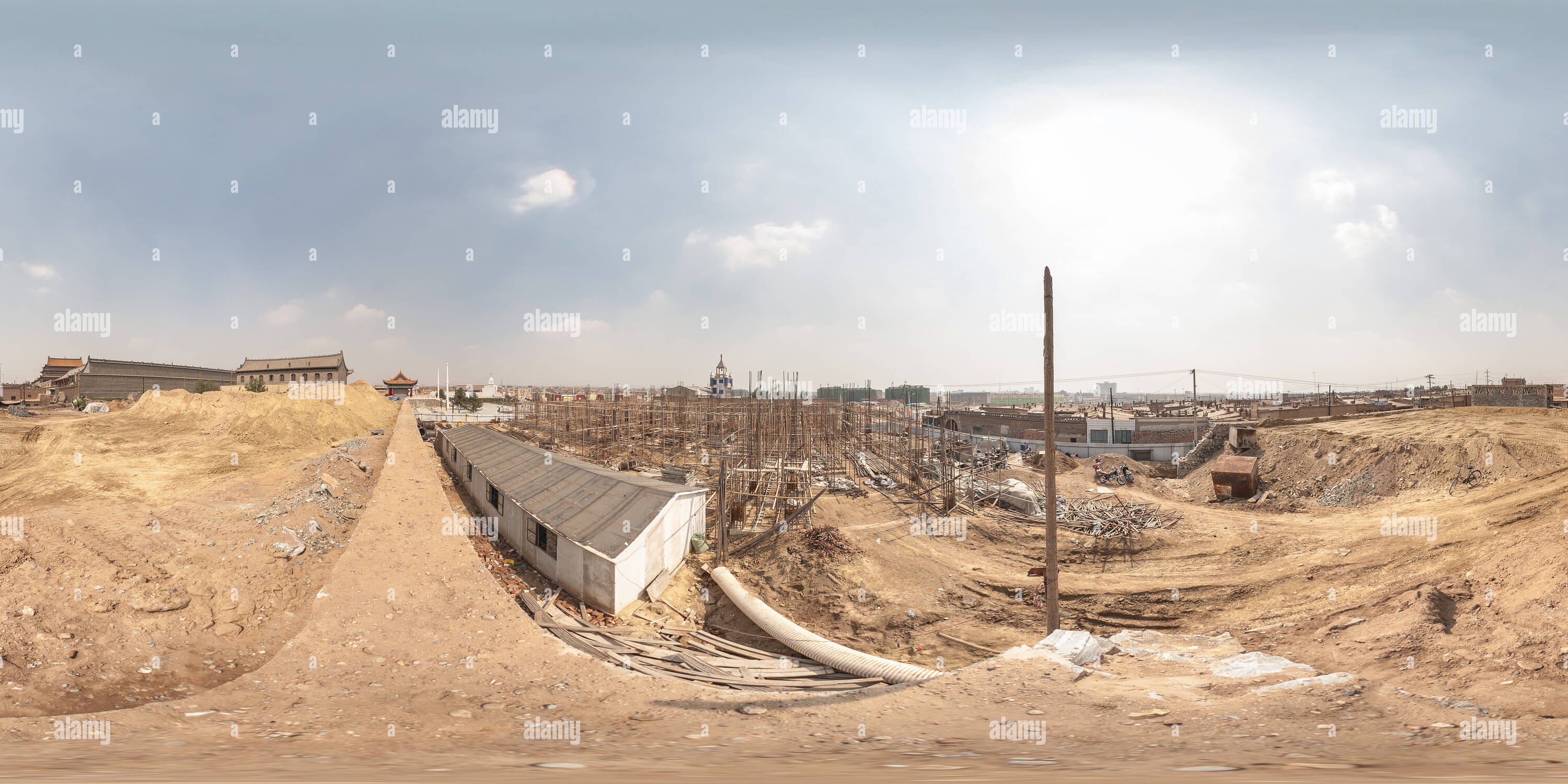 360 Grad Panorama Ansicht von Baotou Tempel zu Lyu Dongbin äußere Stadt verwandelt sich die Baustelle