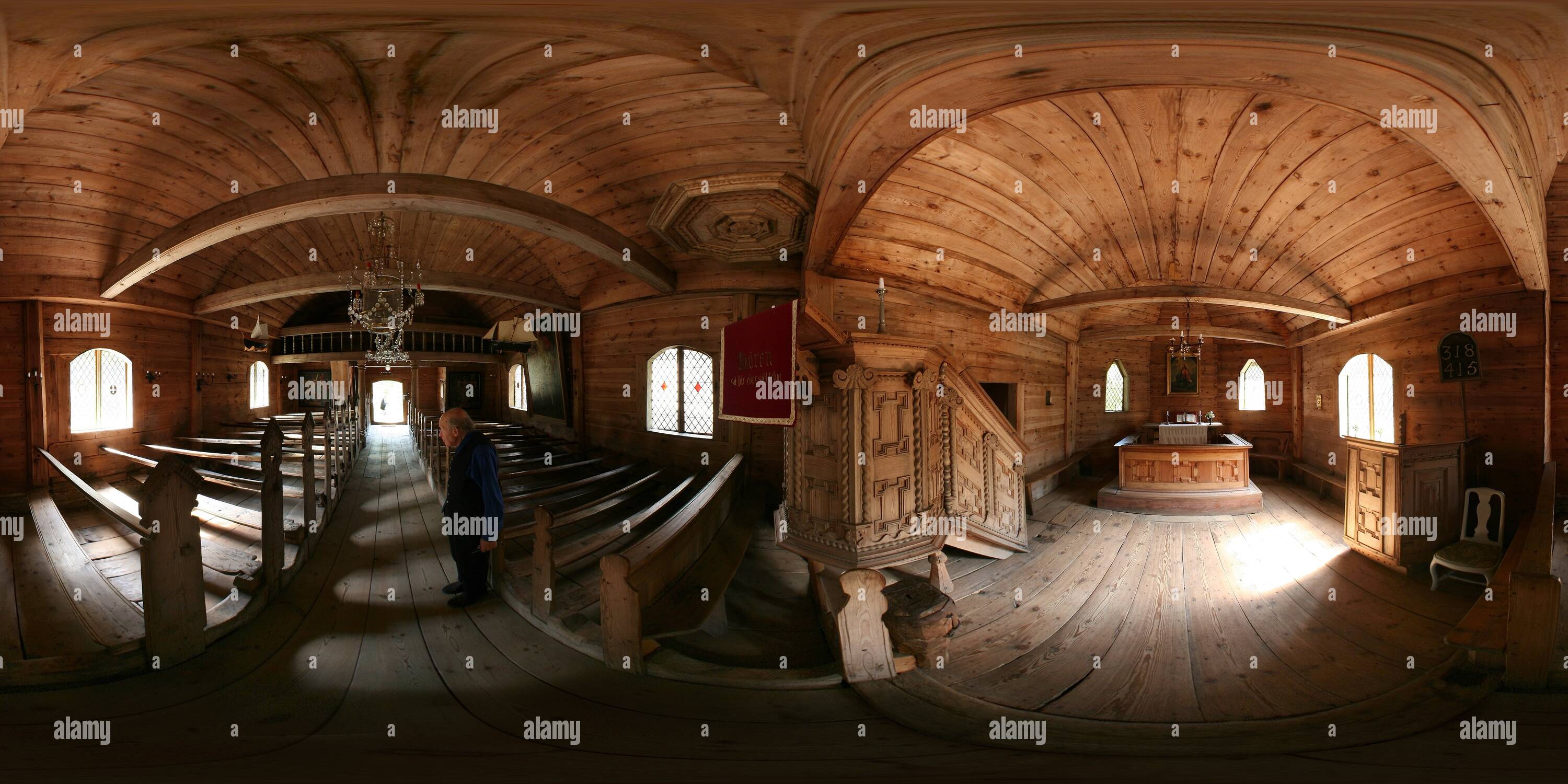 360 Grad Panorama Ansicht von St. Madeline's Church auf der Insel Ruhnu, Estland