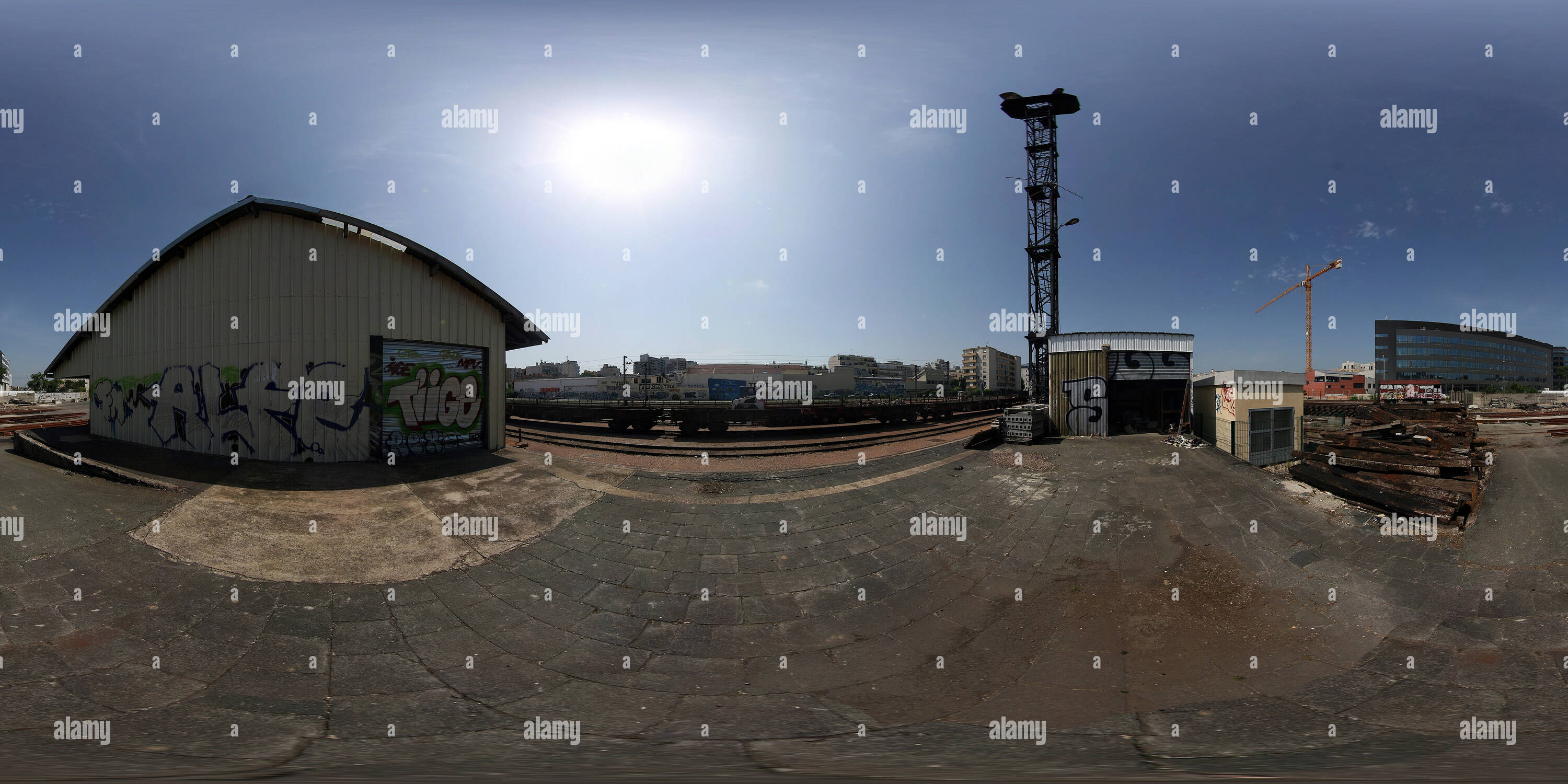360 °Ansicht auf Gare de marchandises de Courbevoie Alamy