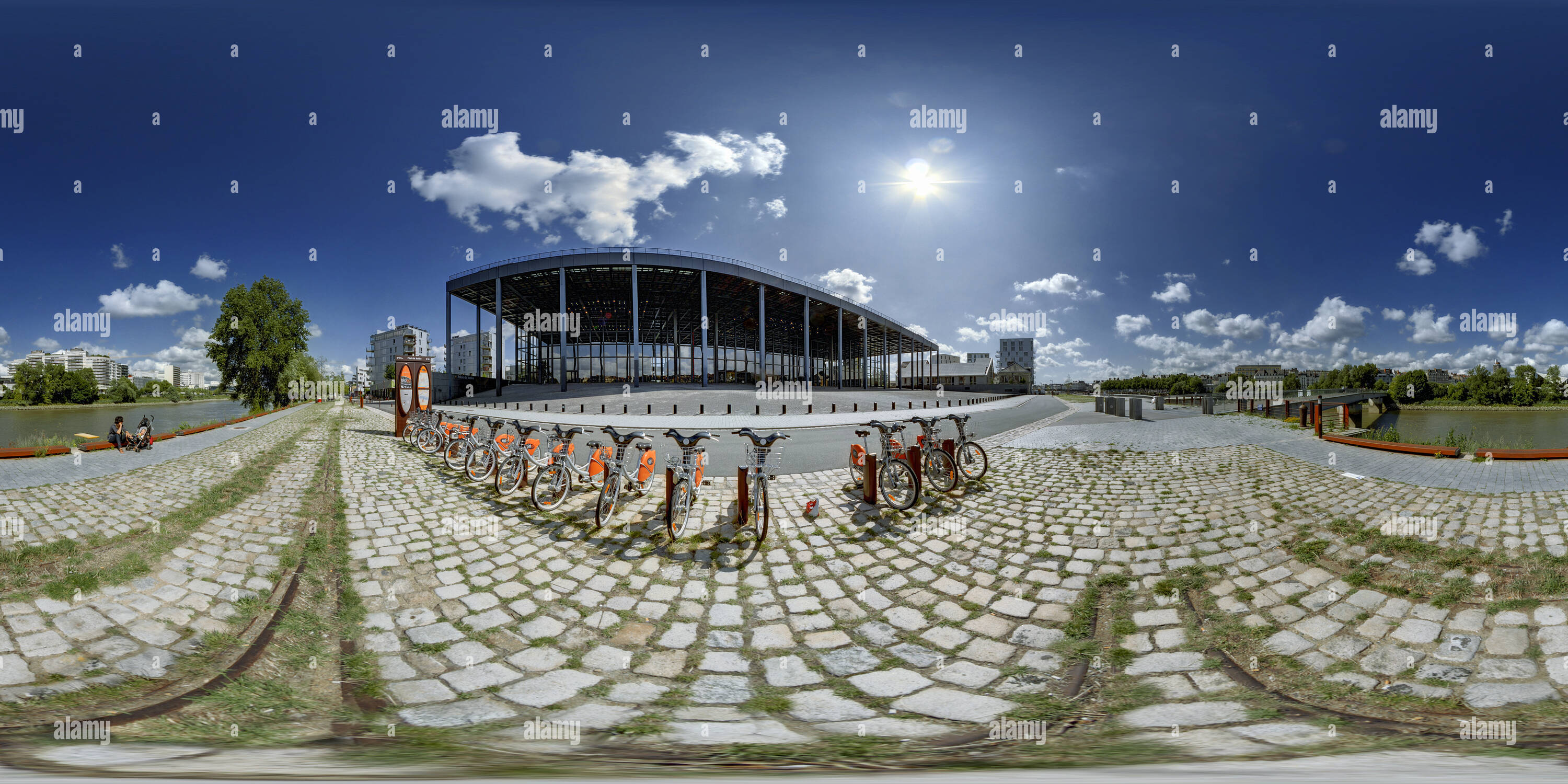 360 Grad Panorama Ansicht von Velo bicloo Palais Gerechtigkeit Nantes